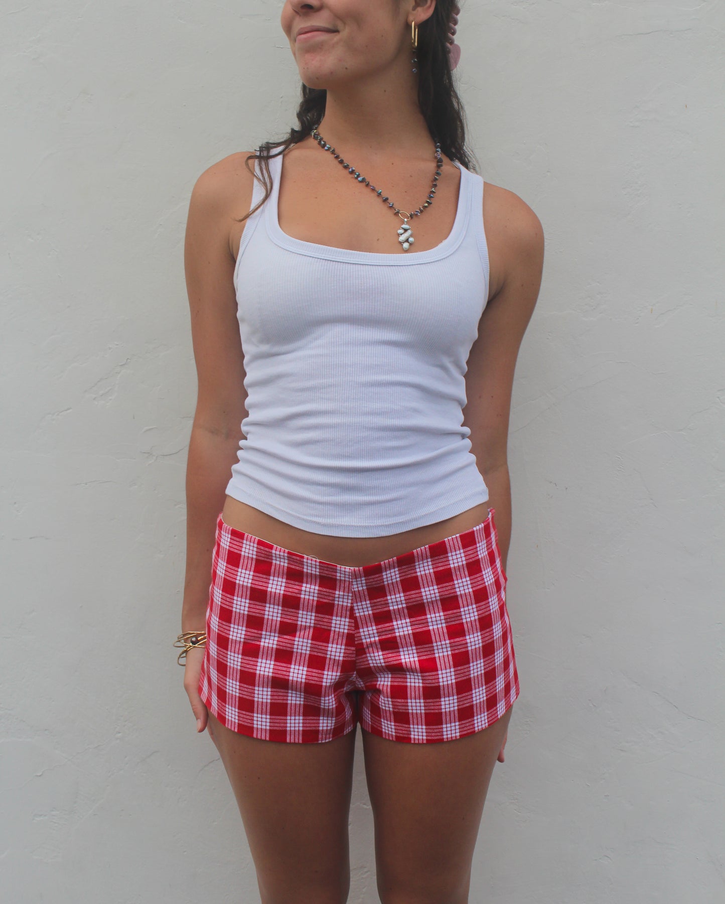 Red Palaka Mini Short