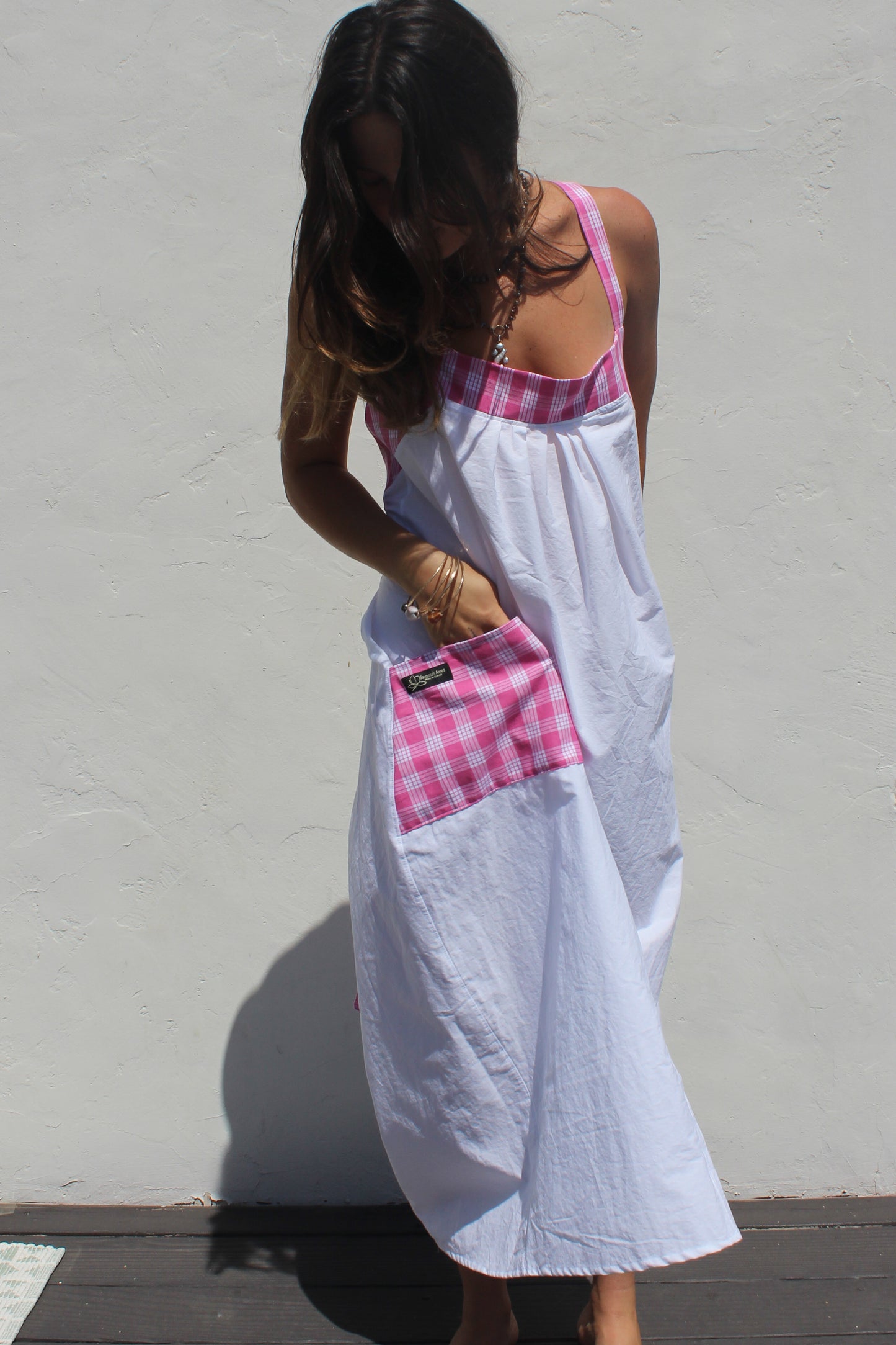 Pink Palaka Maxi Dress