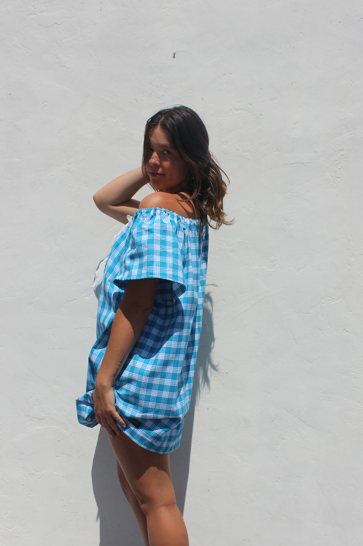 Palaka + Buttons Dress in Blue
