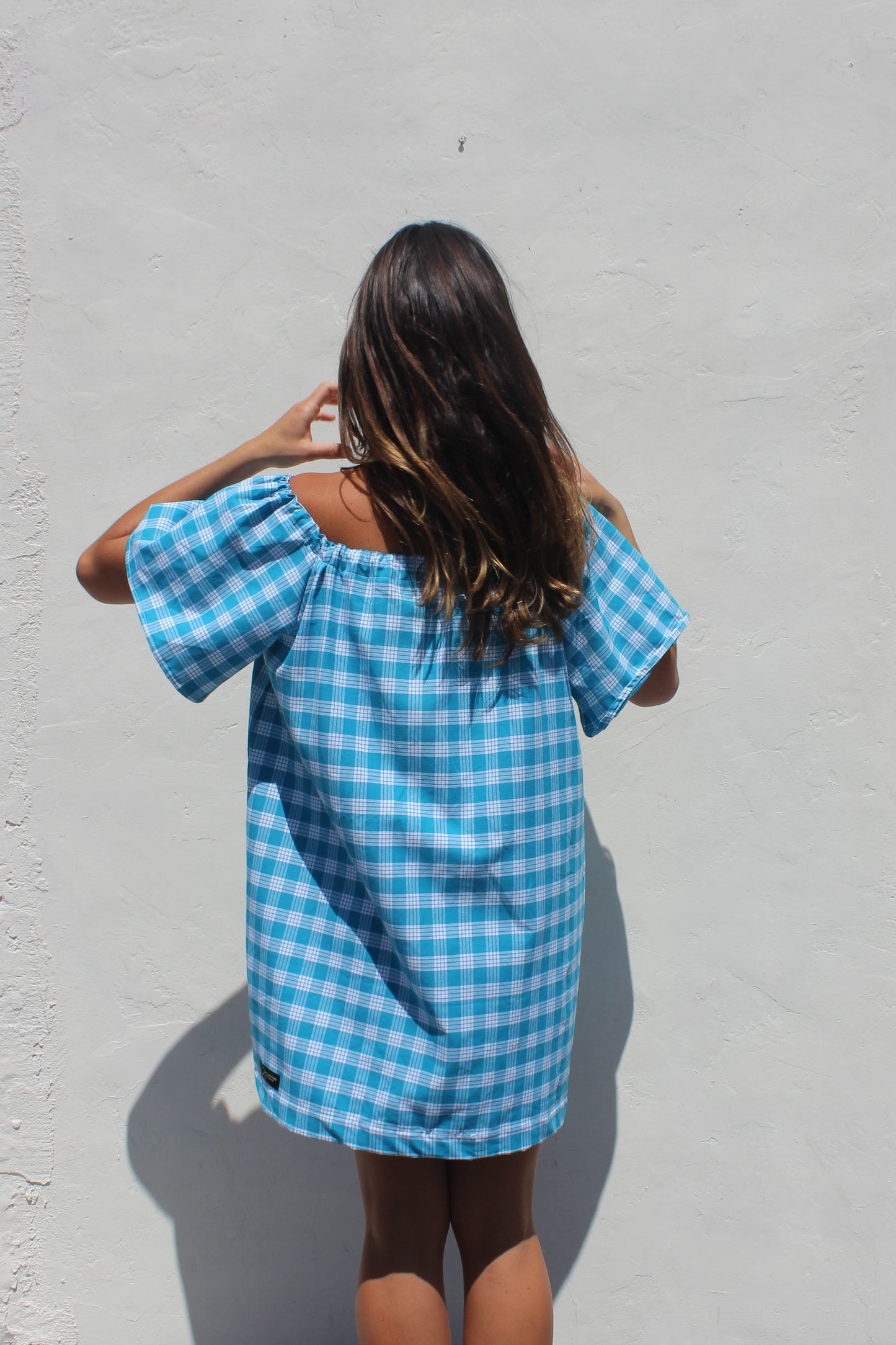 Palaka + Buttons Dress in Blue