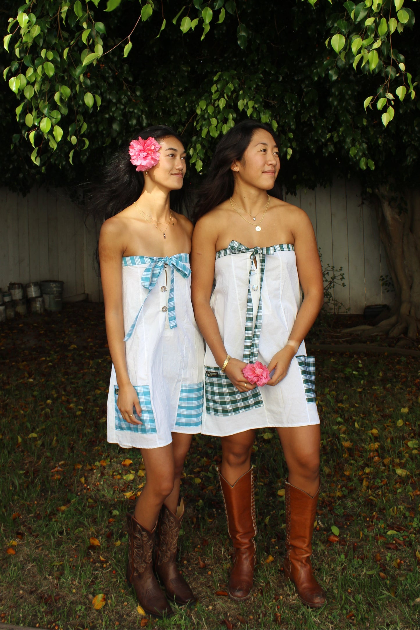 Strapless Palaka Dress with Tie