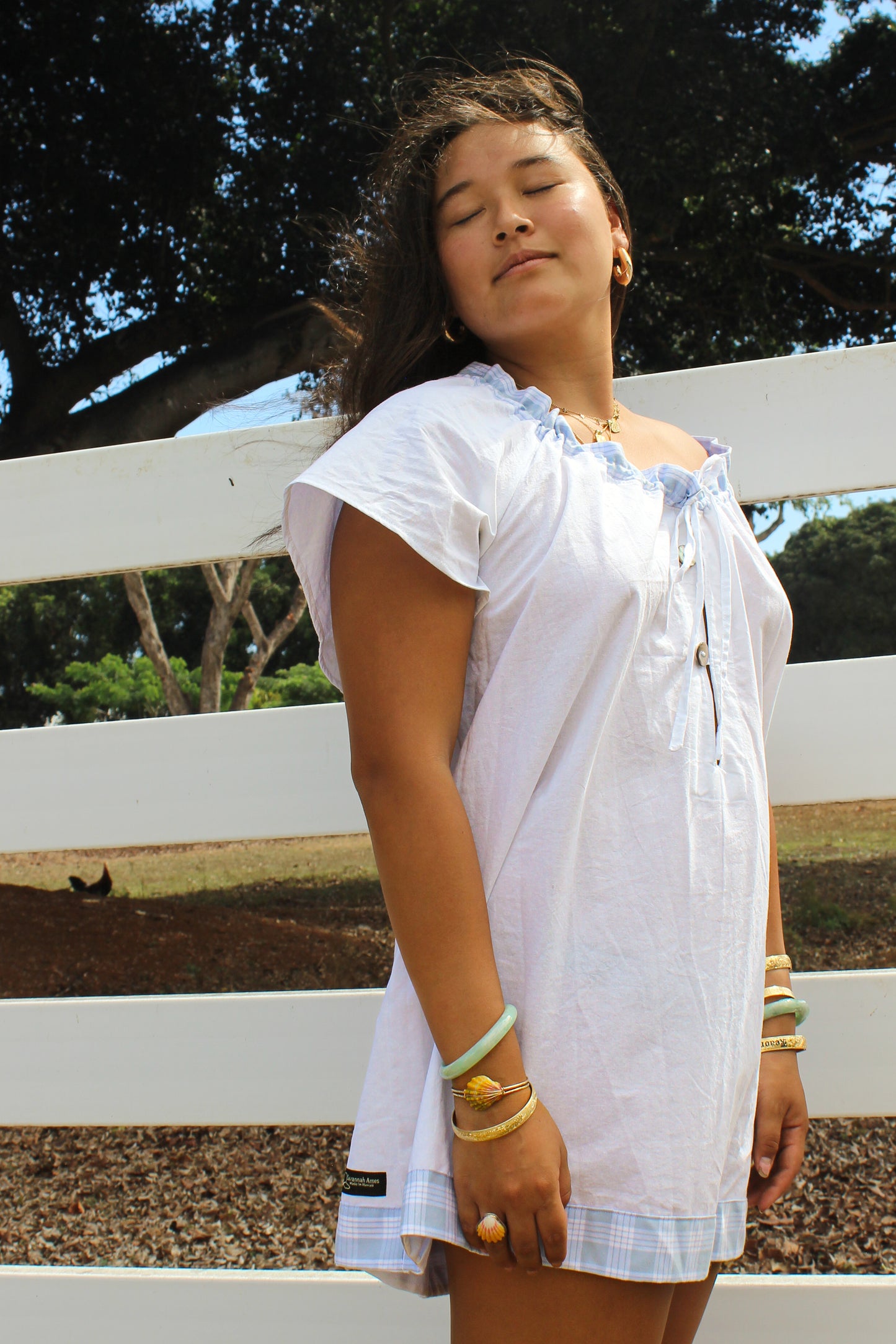 Blue Palaka + Buttons Dress