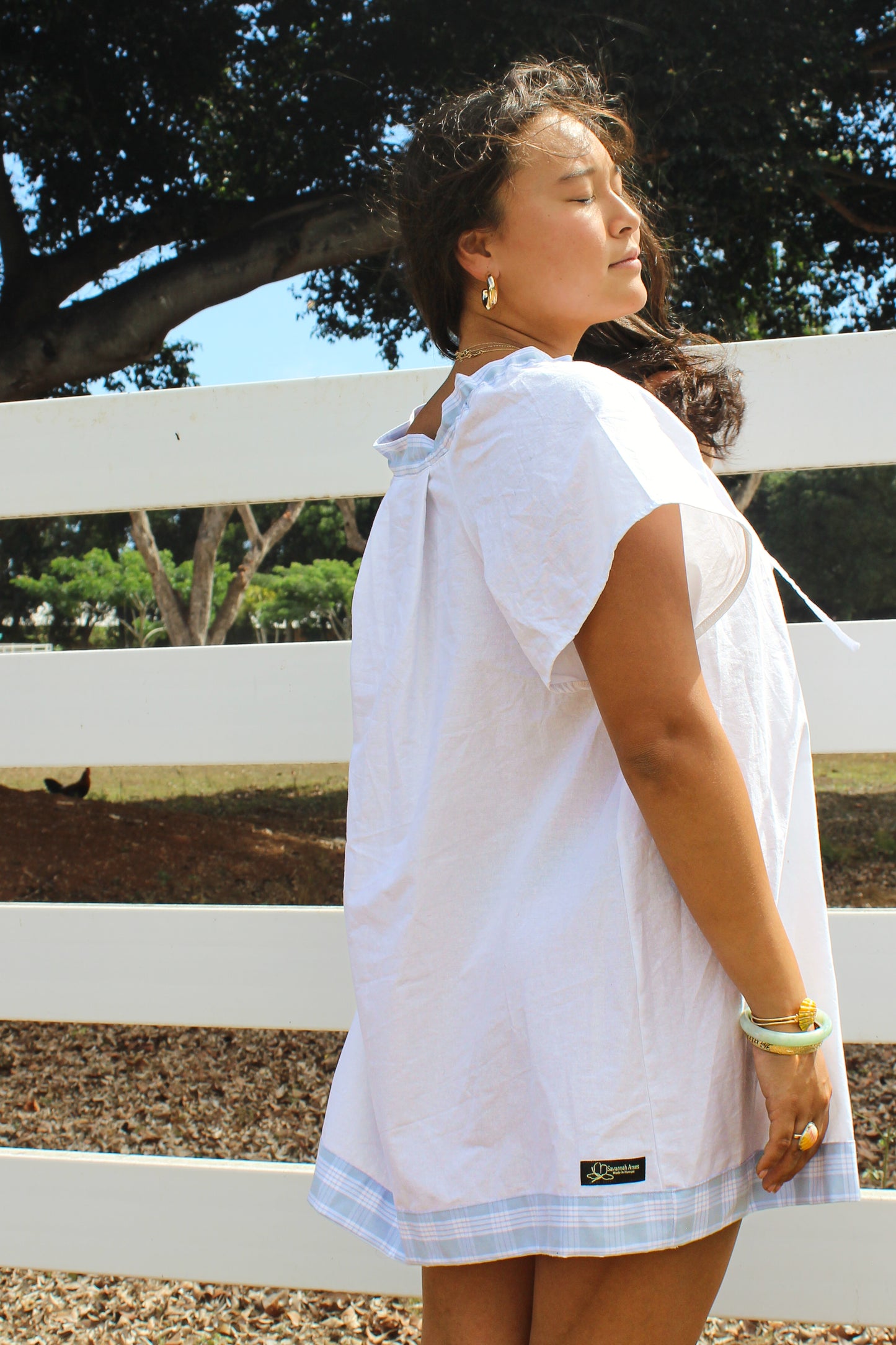 Blue Palaka + Buttons Dress