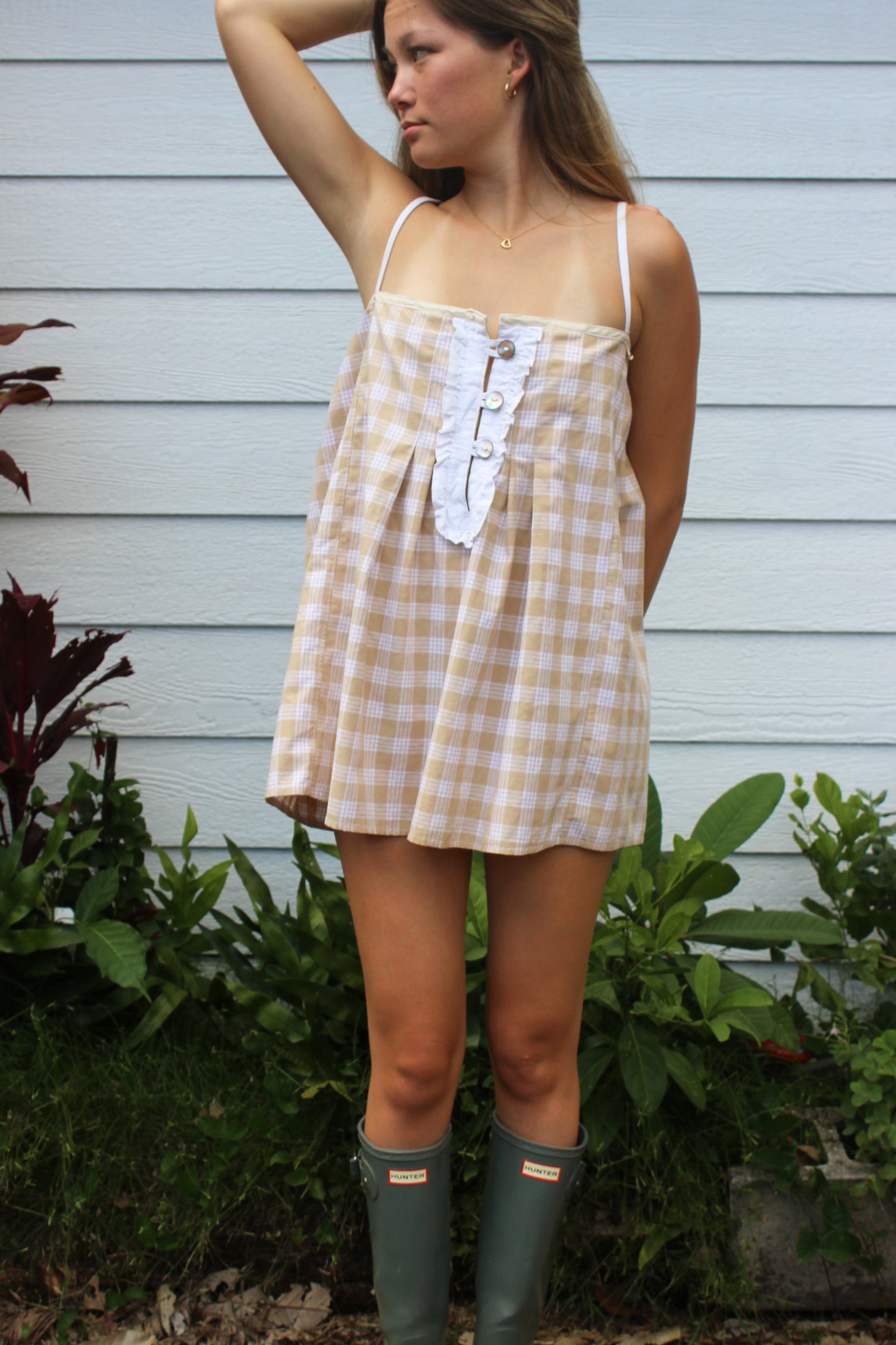 LUXE Tan Palaka Mini Dress