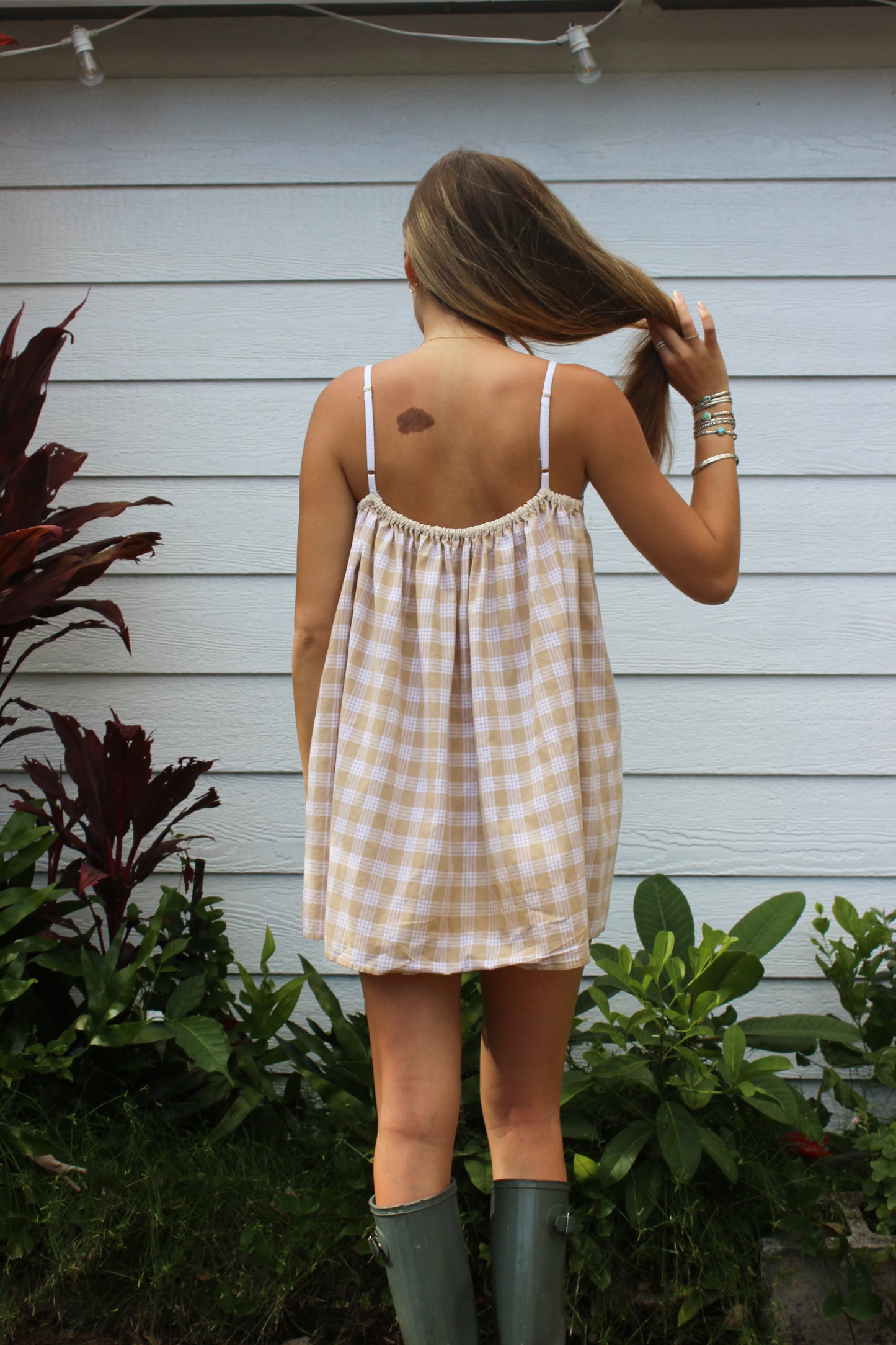LUXE Tan Palaka Mini Dress