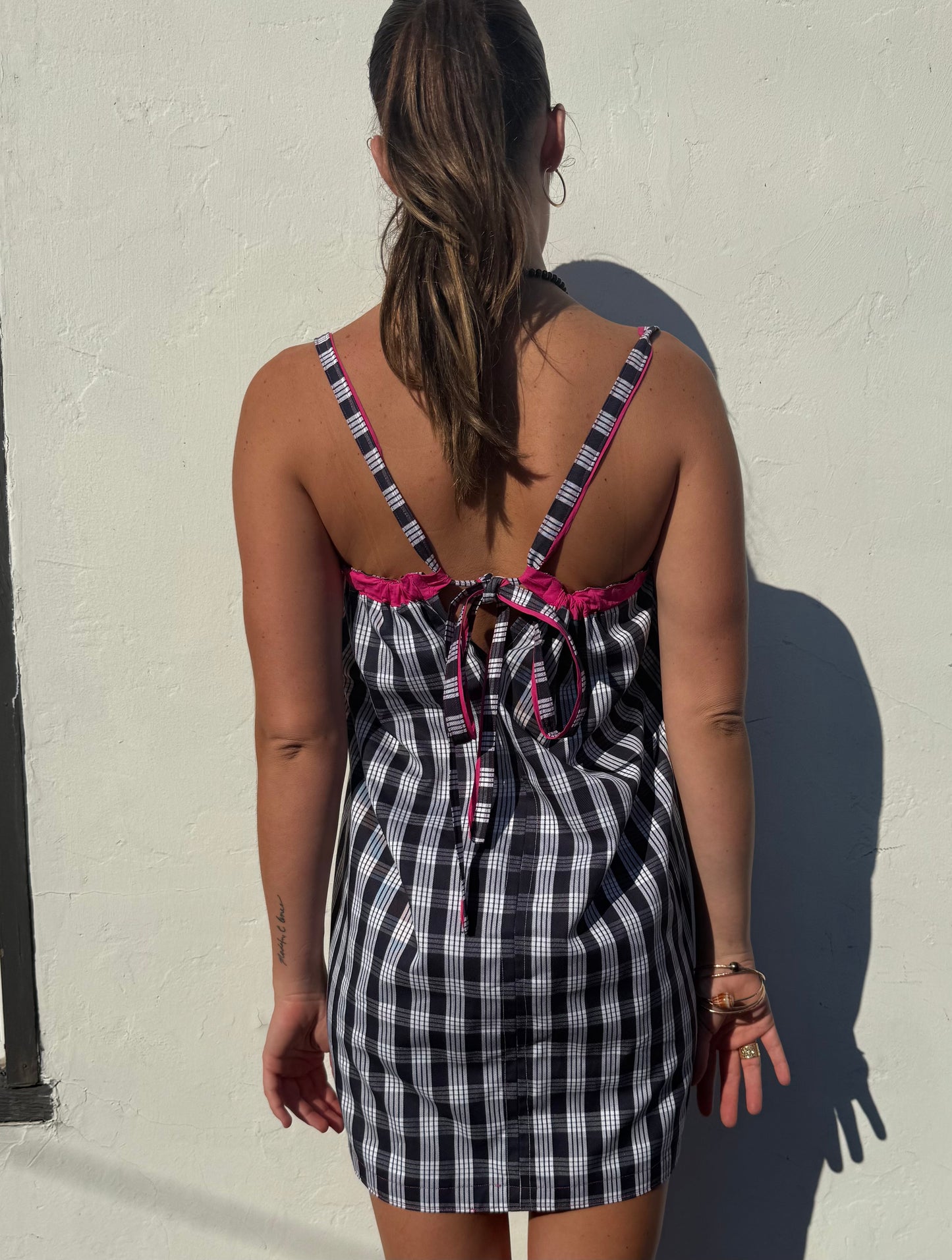 Navy Palaka Mini Dress