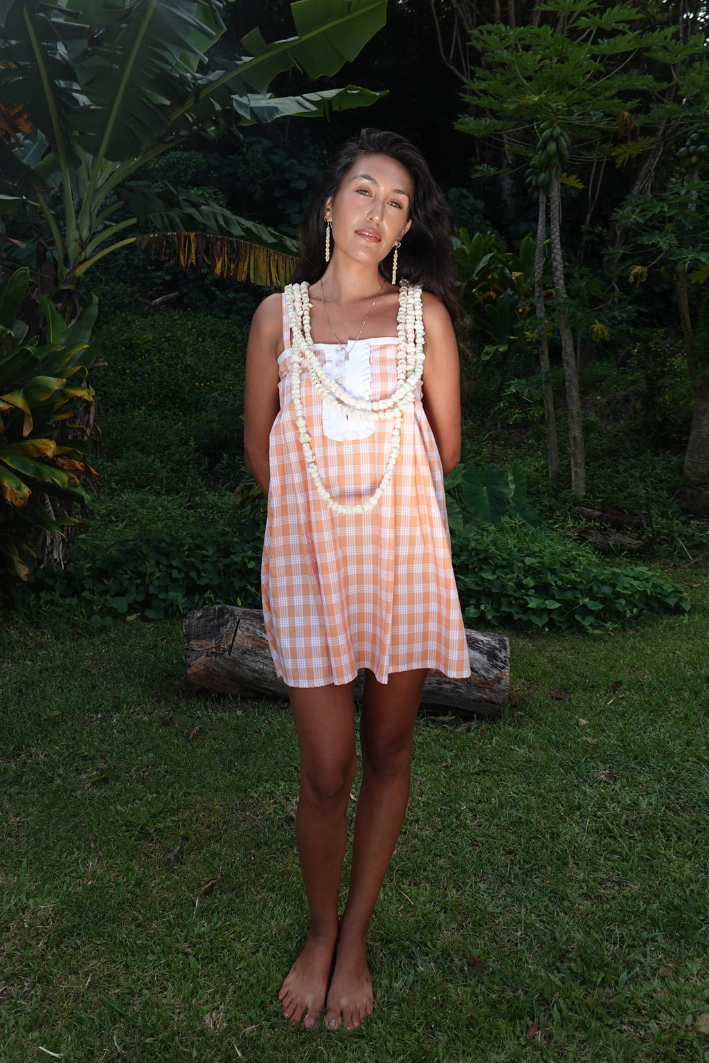 LUXE Orange Cream Palaka Mini Dress