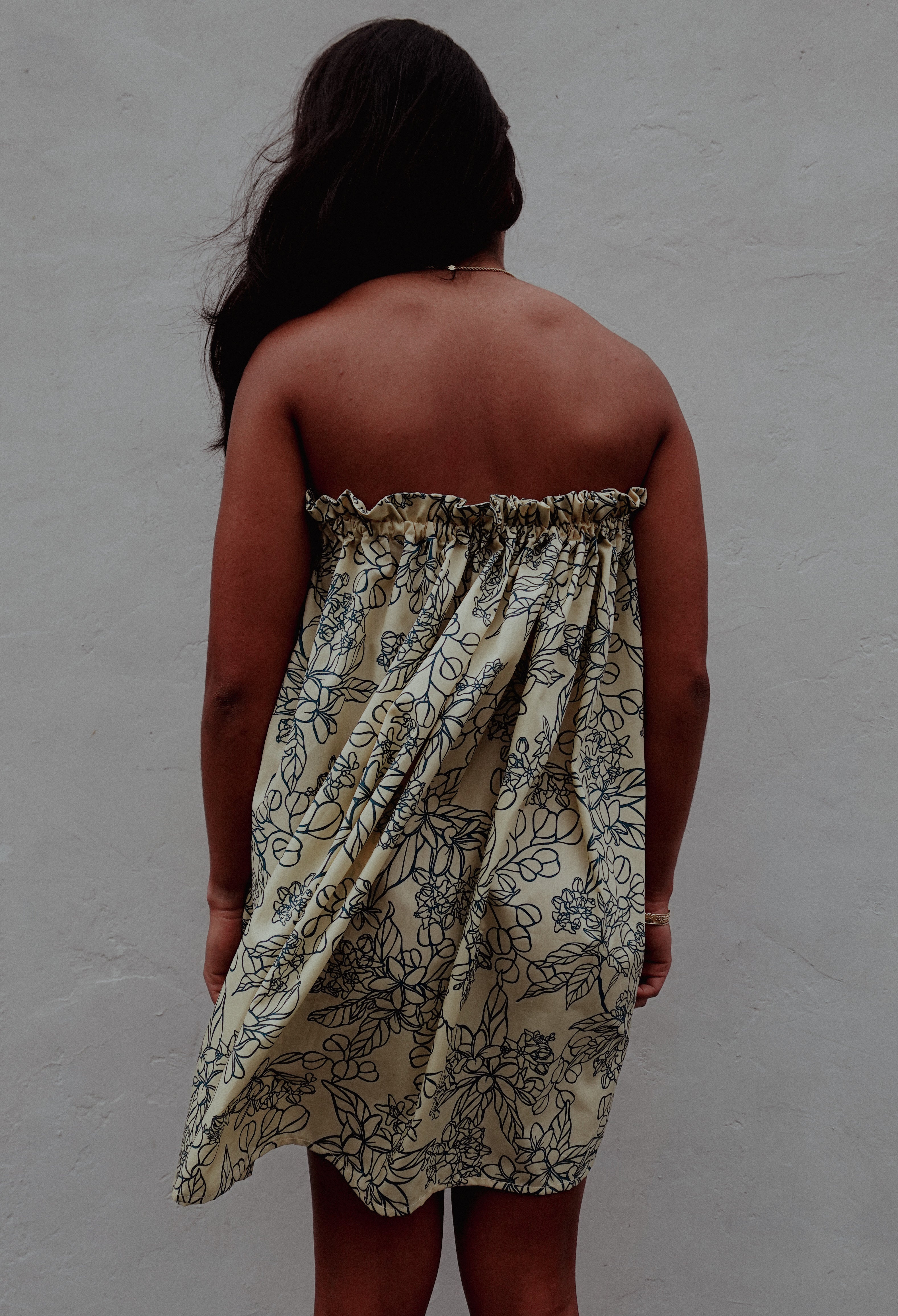 Gabby Mini Dress in Yellow Flora
