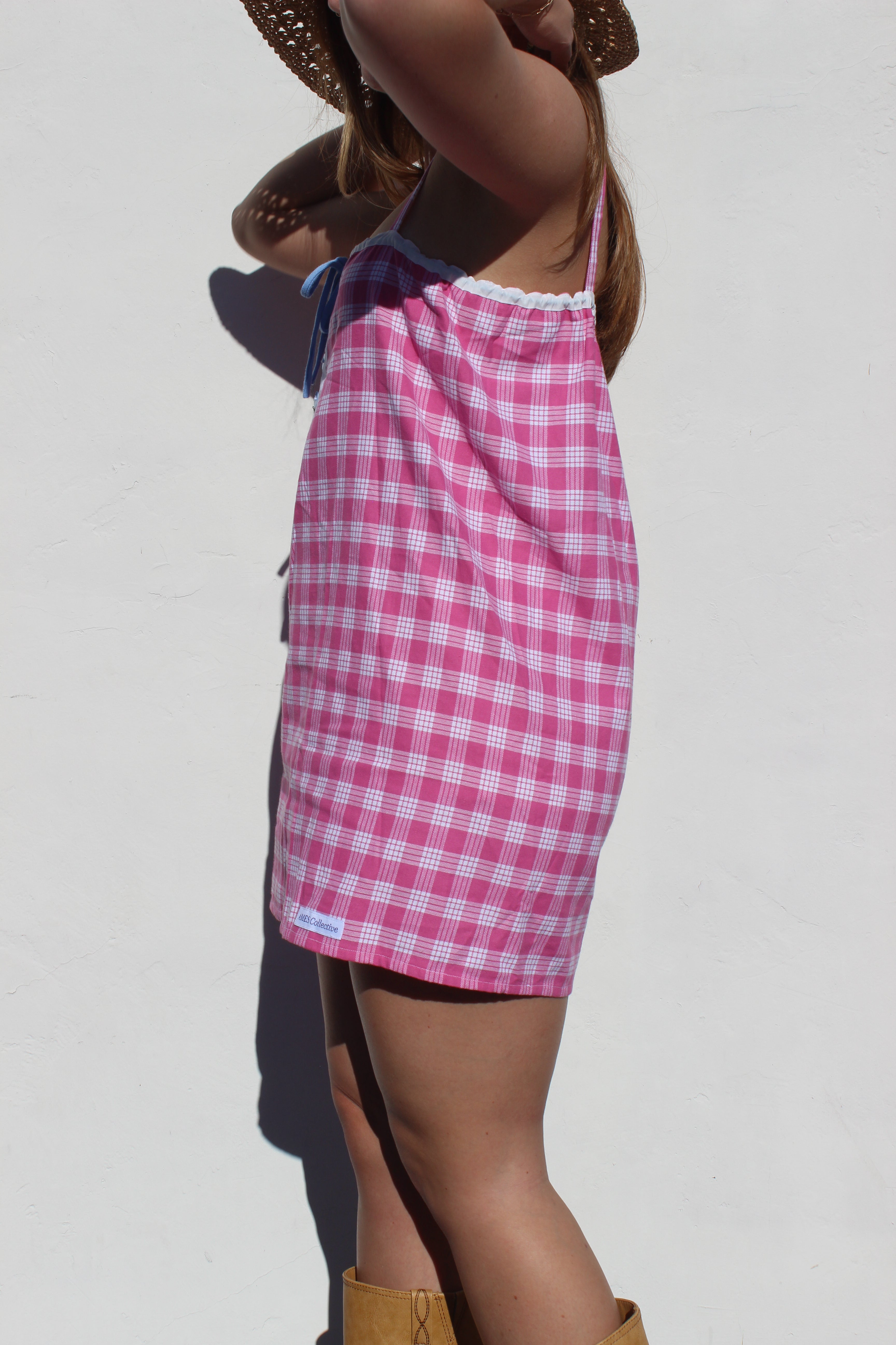 Blue Buttons Pink Palaka Mini