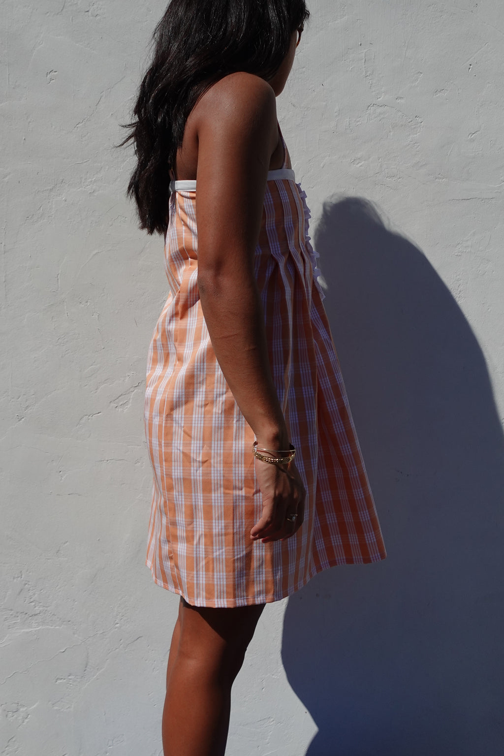LUXE Orange Cream Palaka Mini Dress