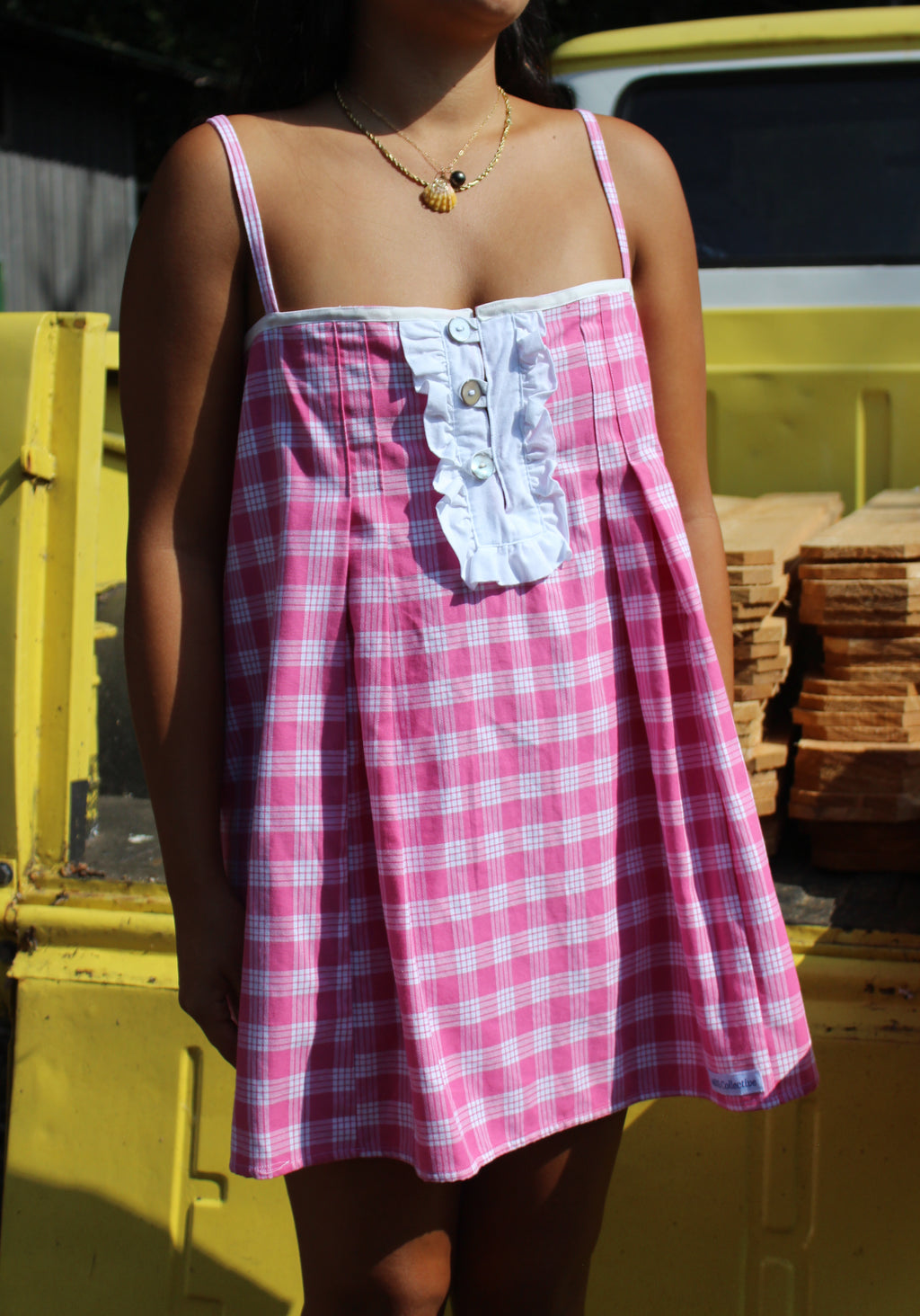 LUXE Pink Palaka Mini Dress