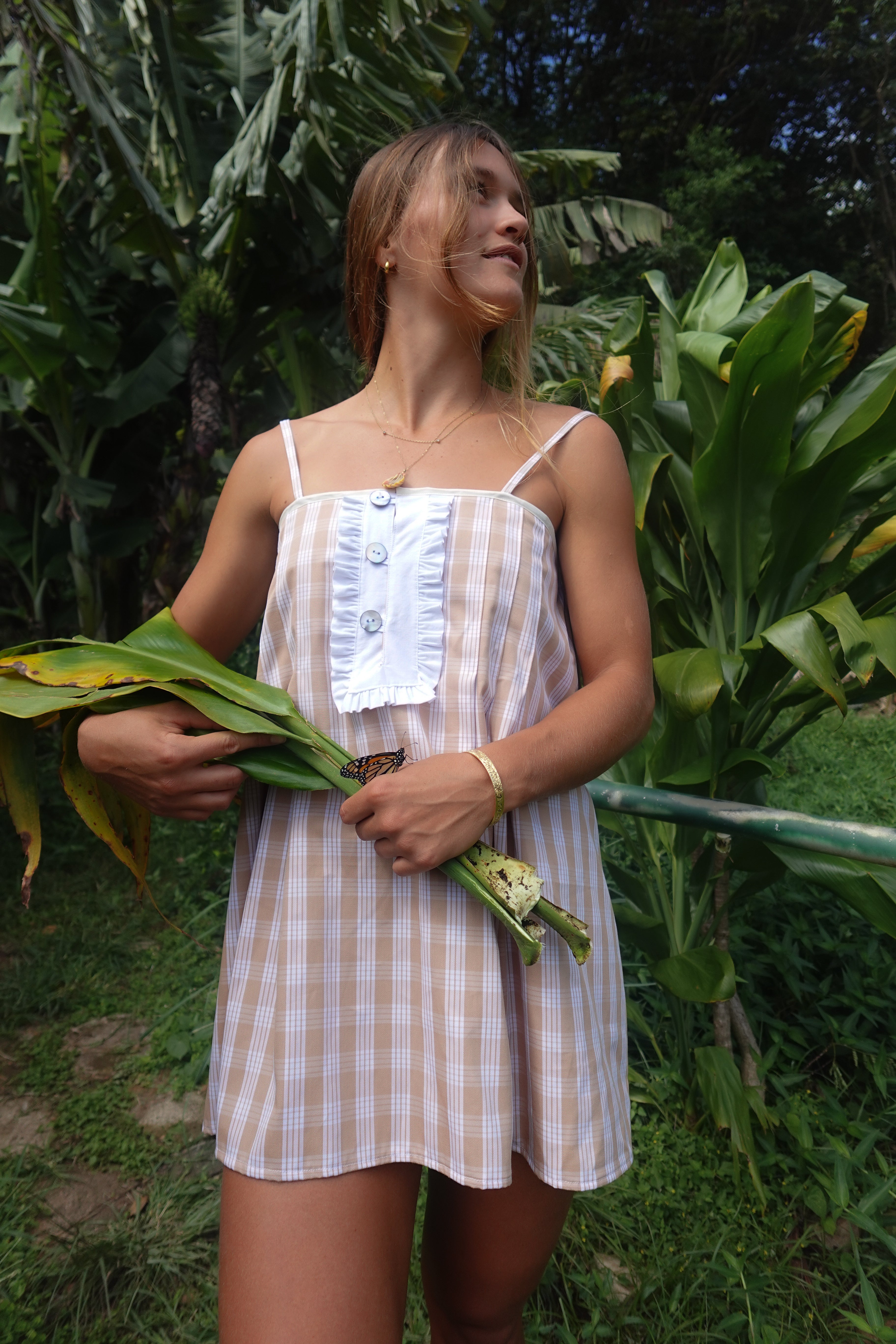 LUXE Tan Palaka Mini Dress