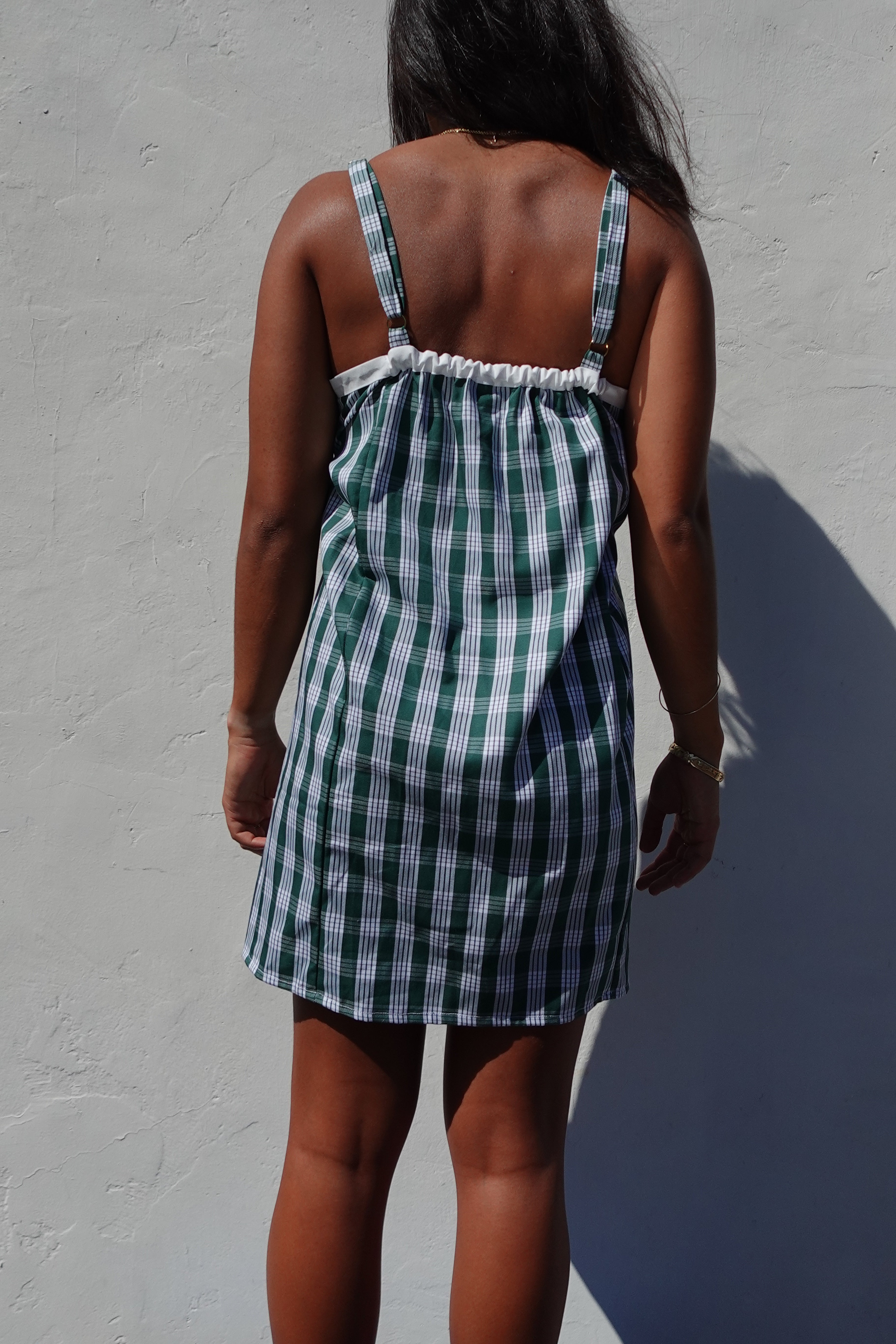 LUXE Green Palaka Mini Dress