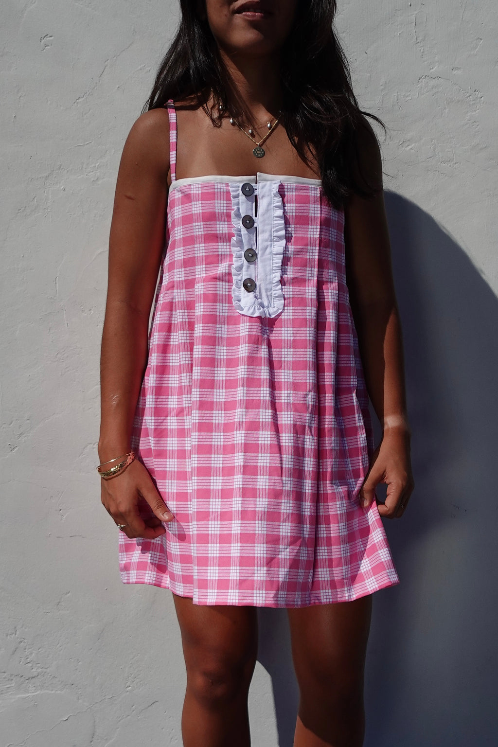 LUXE Pink Palaka Mini Dress