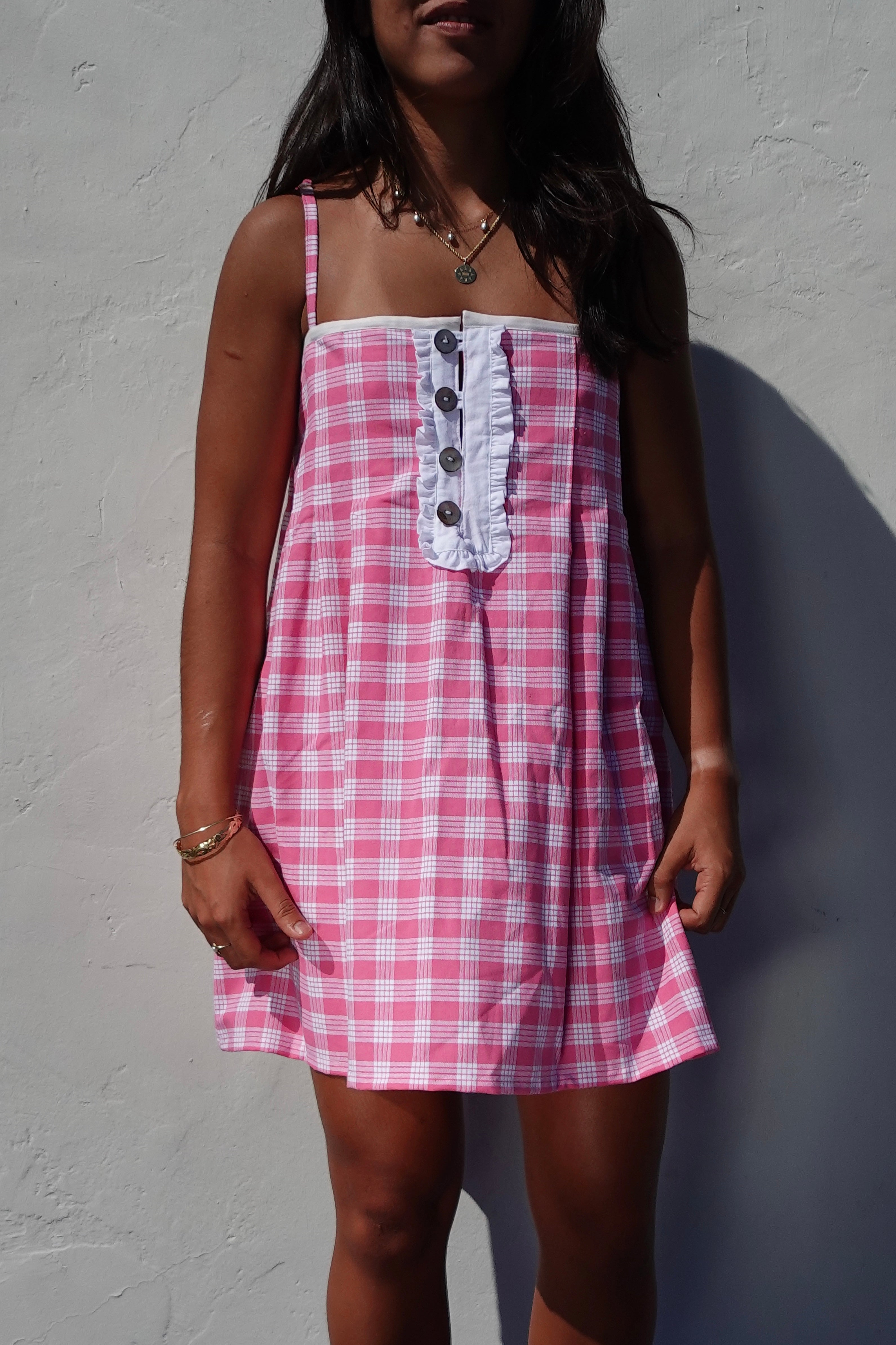 LUXE Pink Palaka Mini Dress