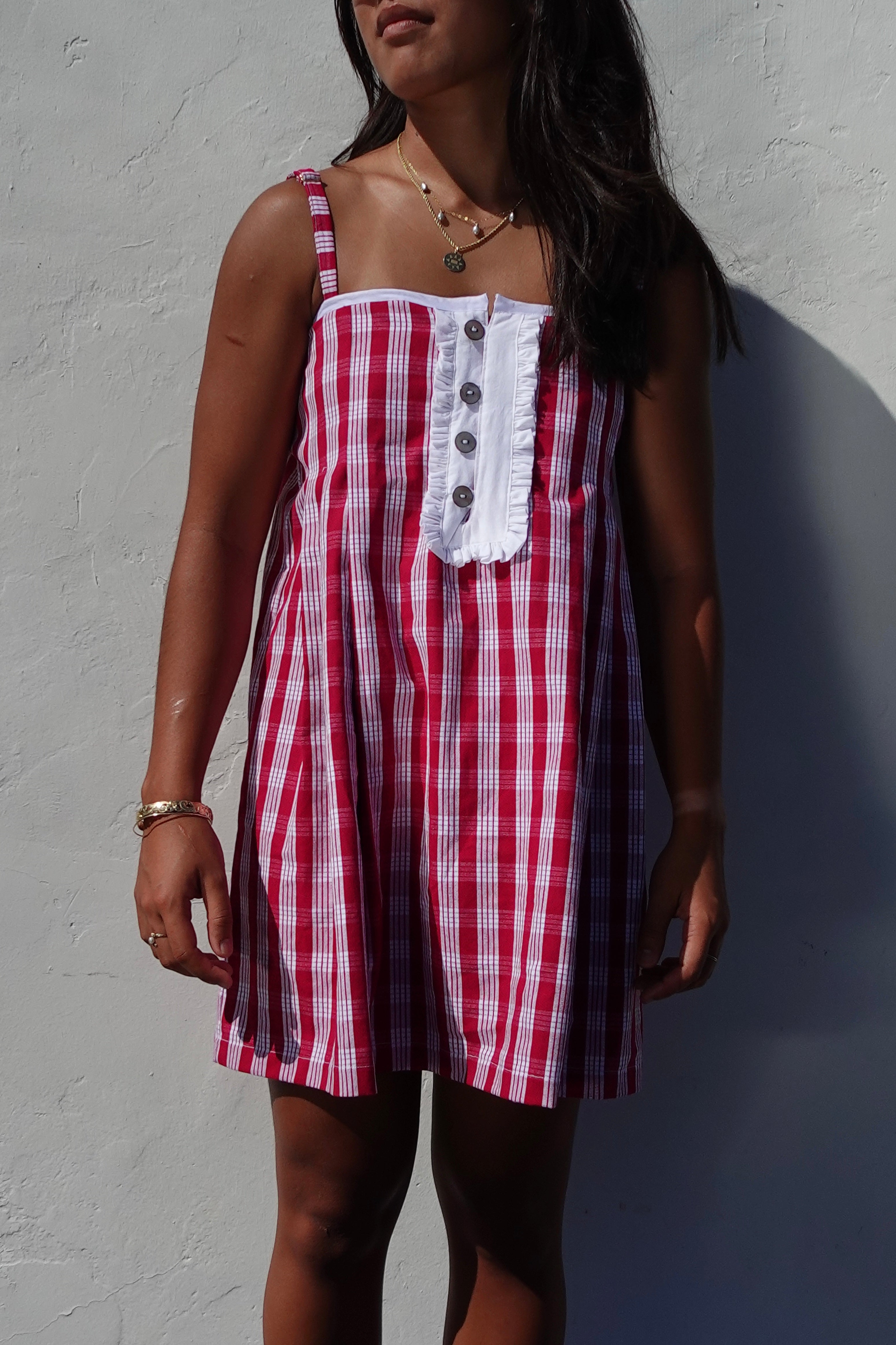 LUXE Wine Palaka Mini Dress