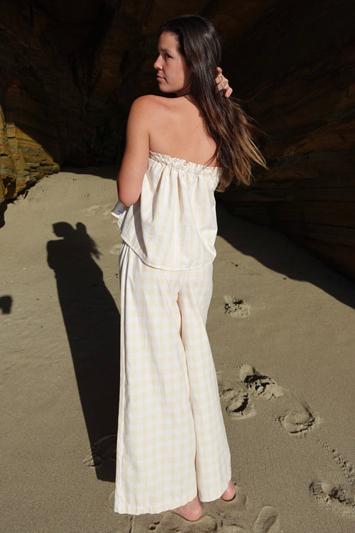 Kamana Pant Set in Butter Yellow Palaka