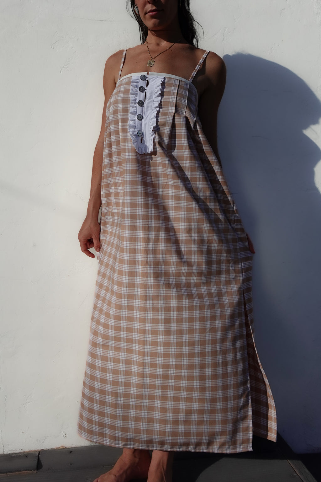 LUXE Beige Palaka Maxi