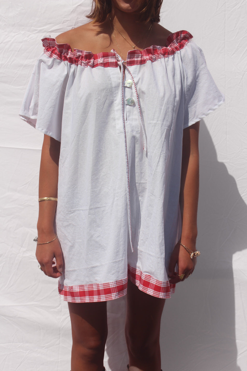 Palaka + Buttons Dress