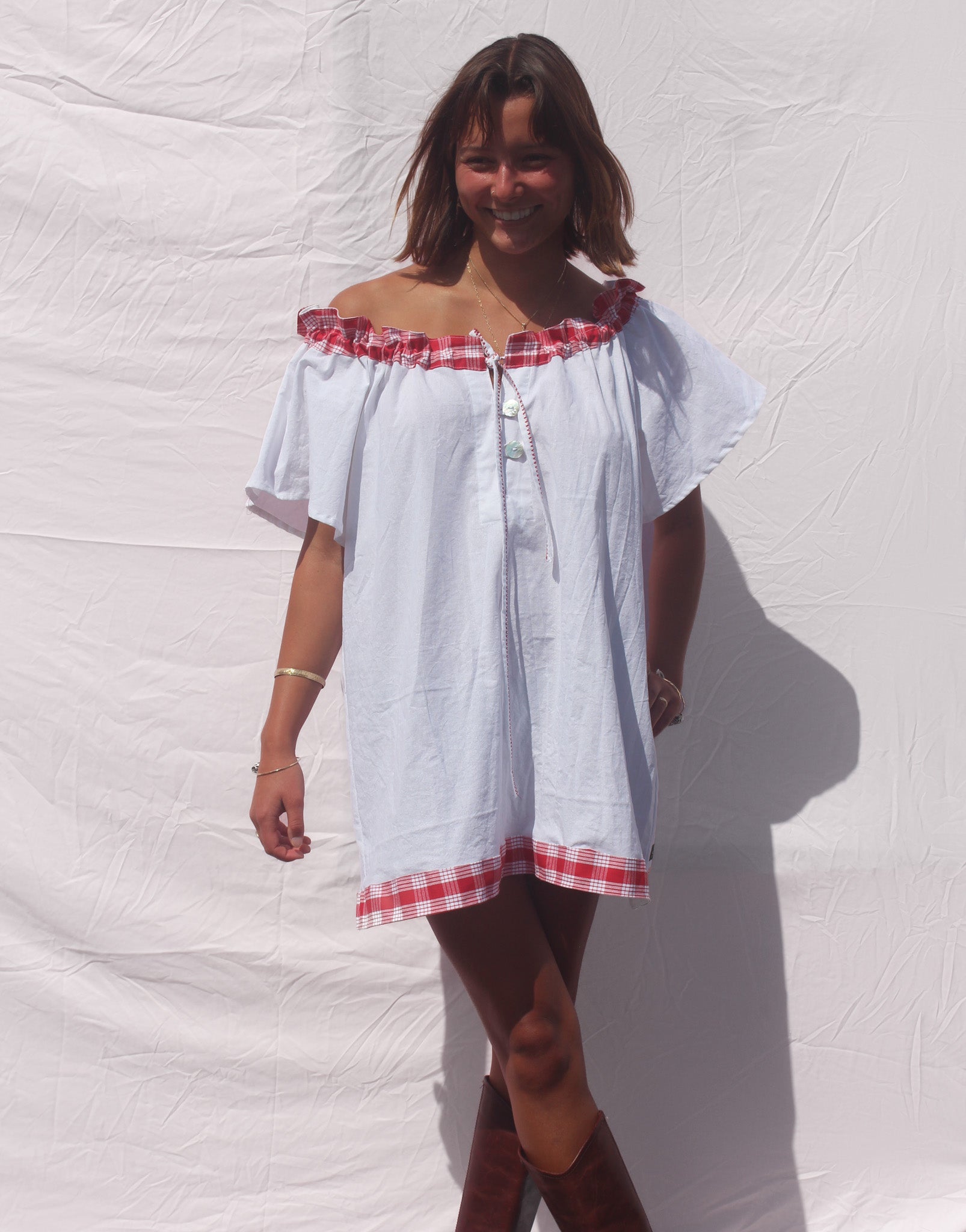 Palaka + Buttons Dress