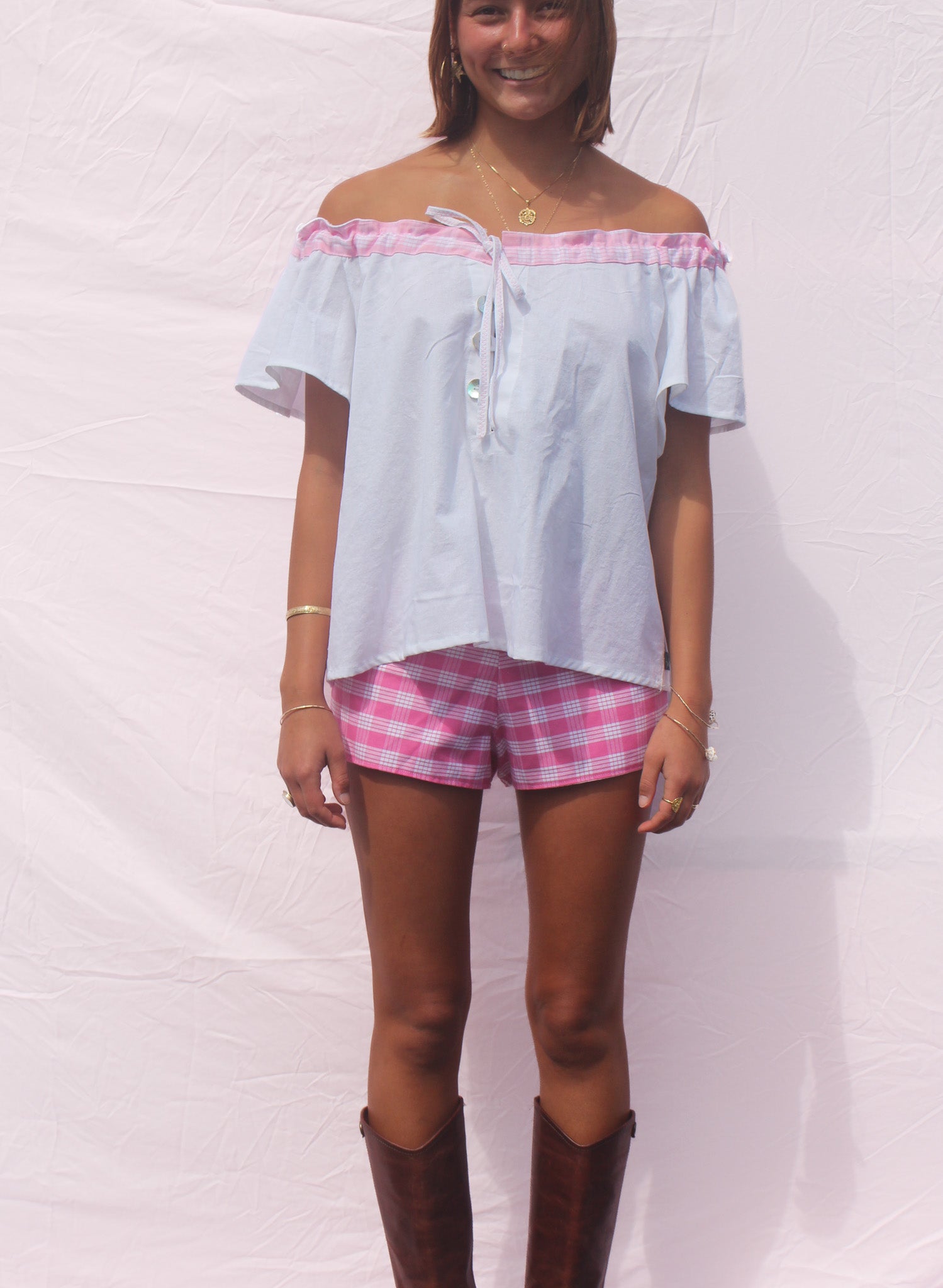 Pink Palaka Blouse
