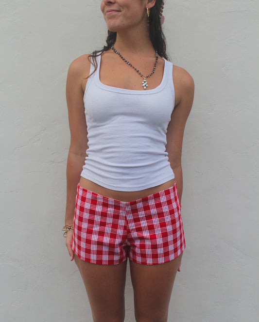 Red Palaka Mini Short