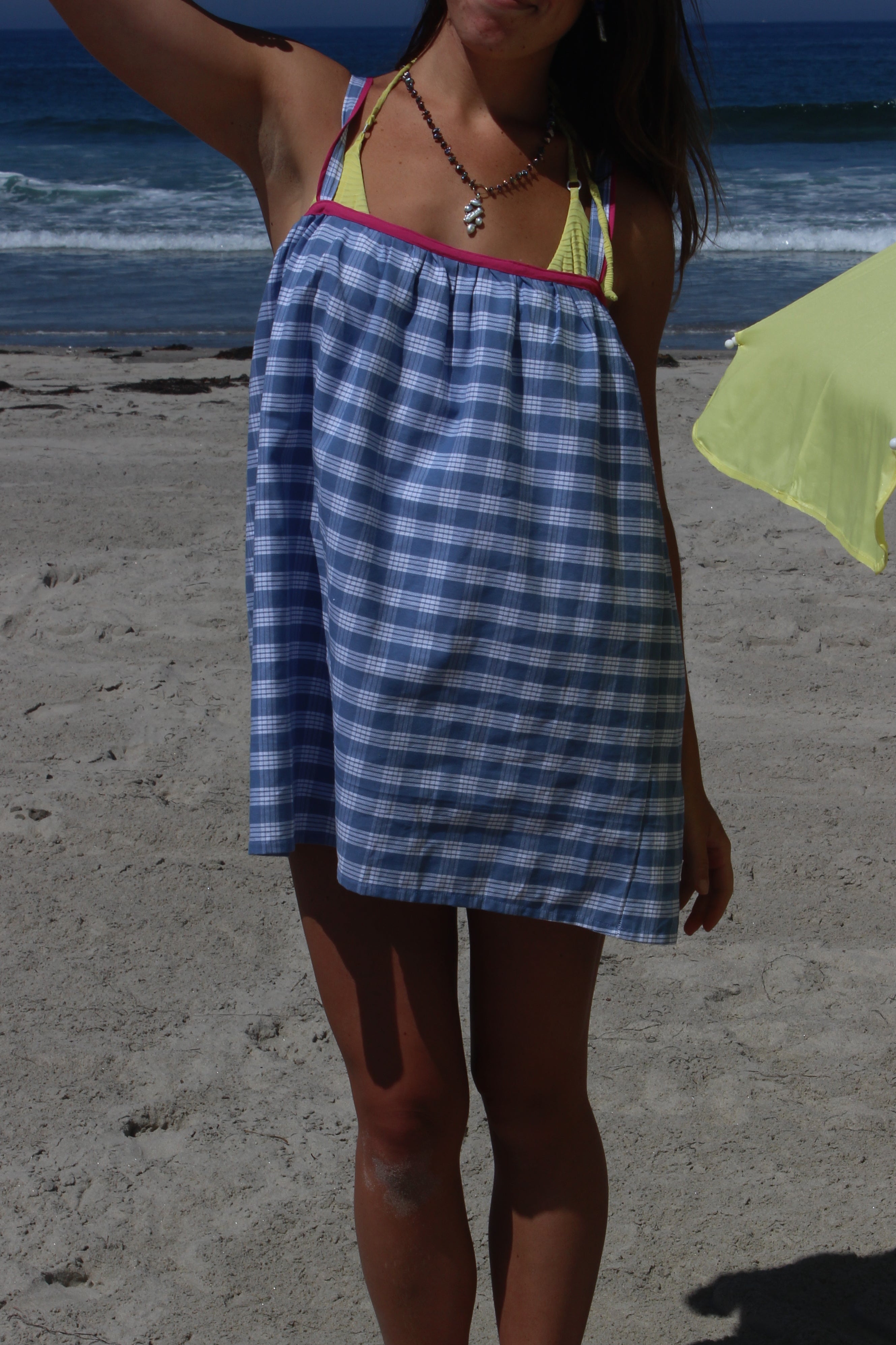 Blue Palaka Mini Dress