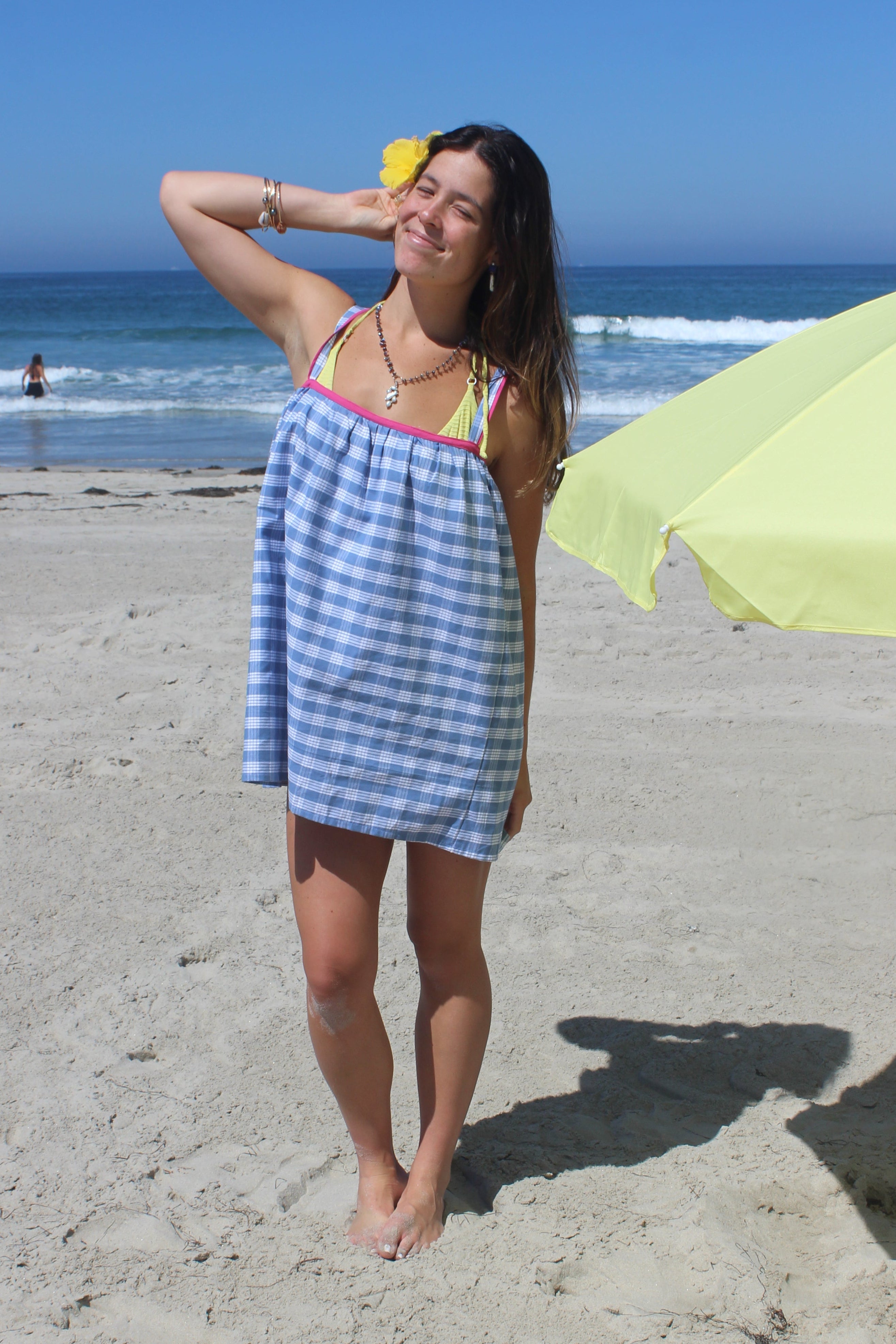 Blue Palaka Mini Dress