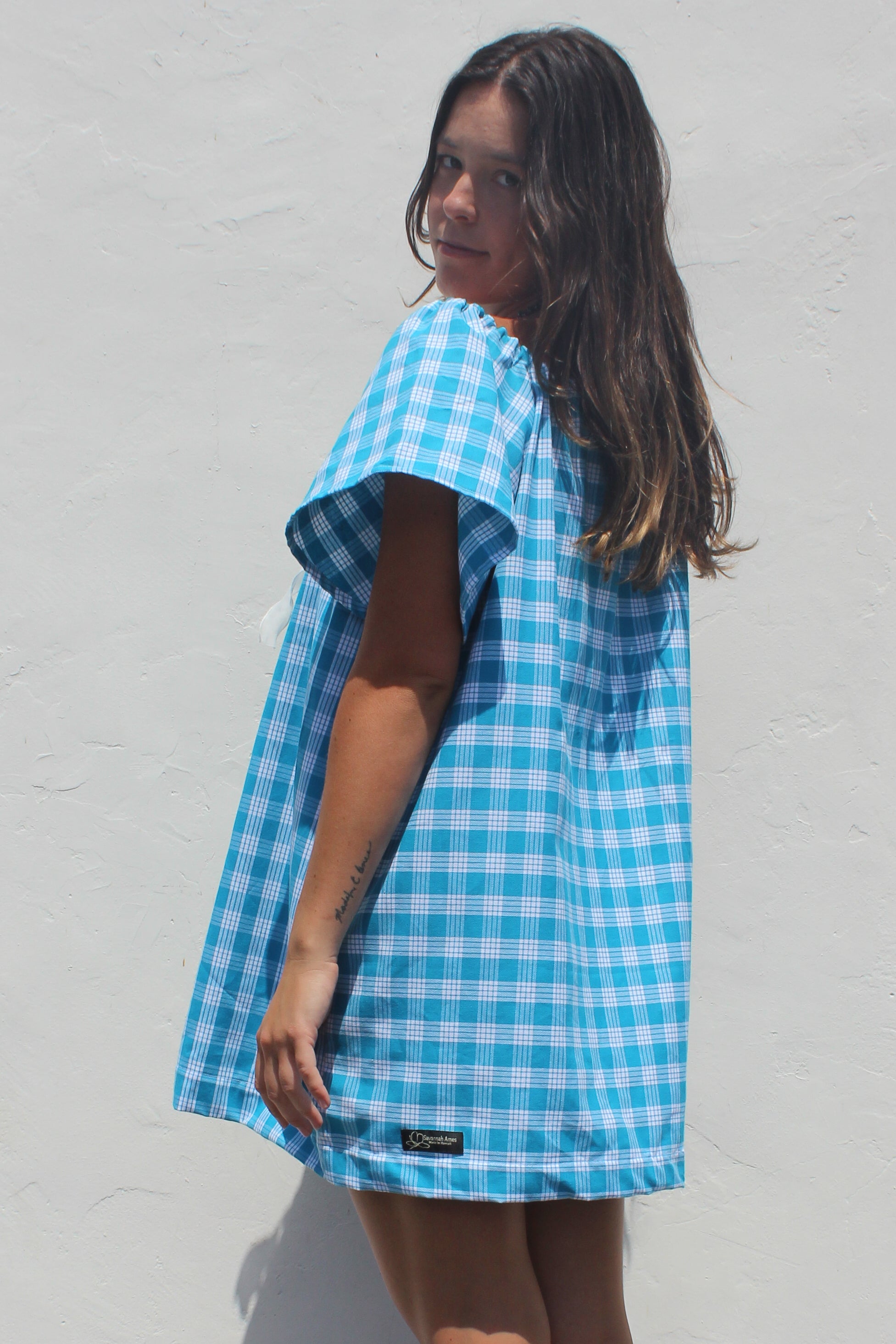 Palaka + Buttons Dress in Blue