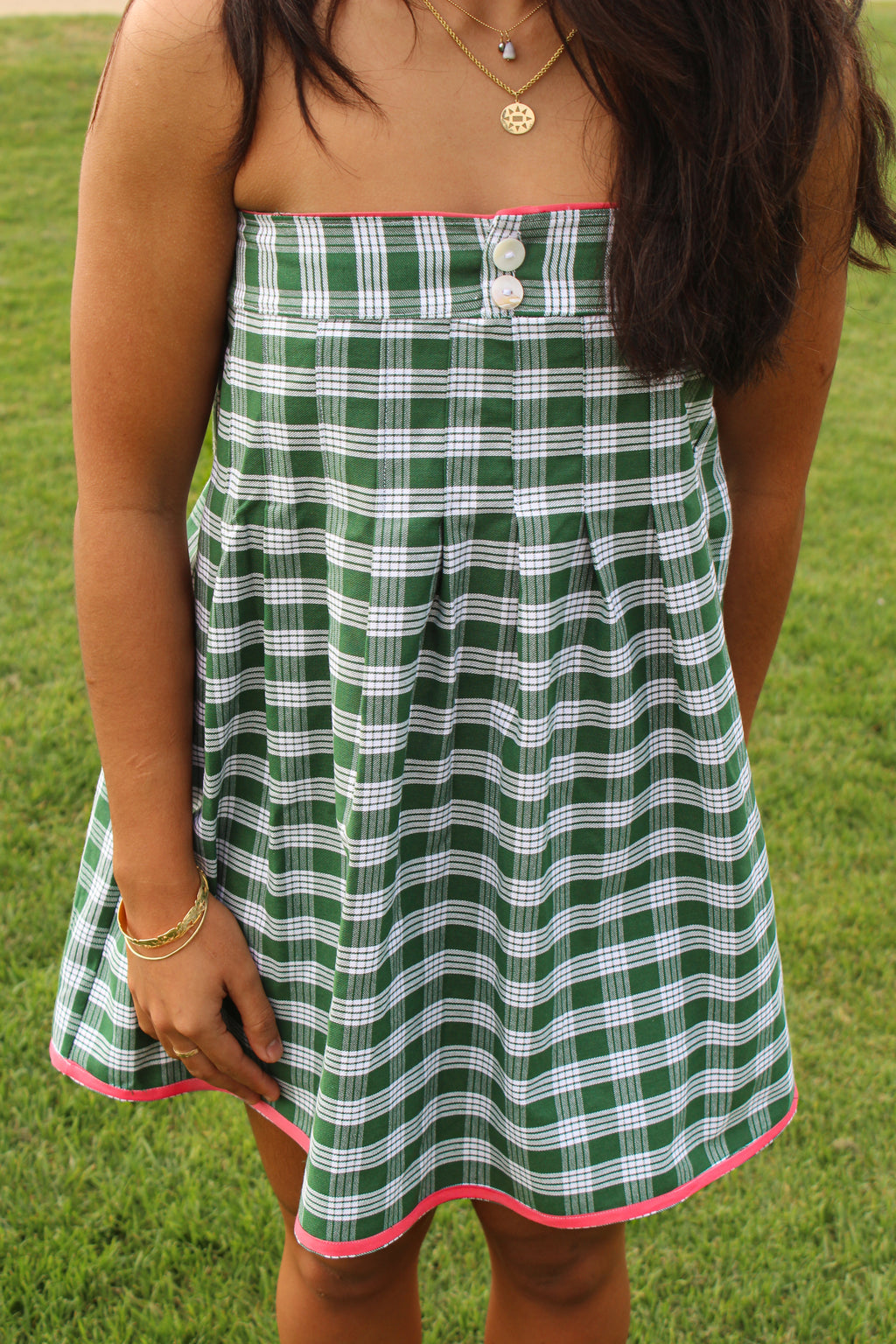 Hoku Strapless Dress in Green