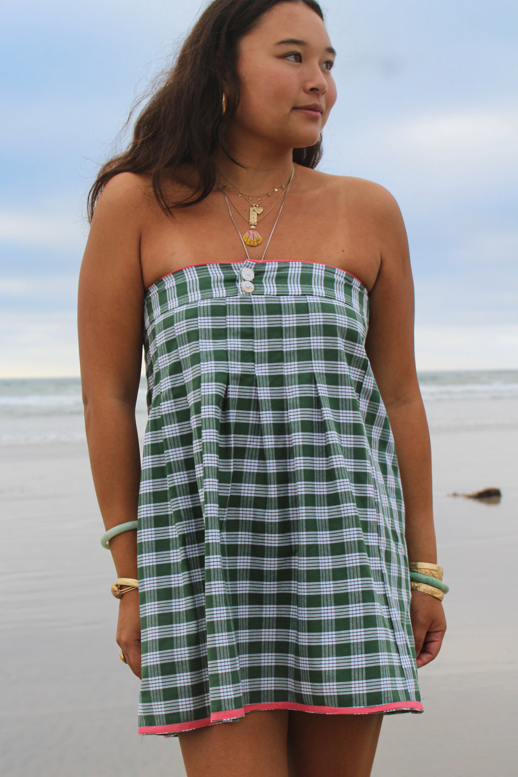 Hoku Strapless Dress in Green