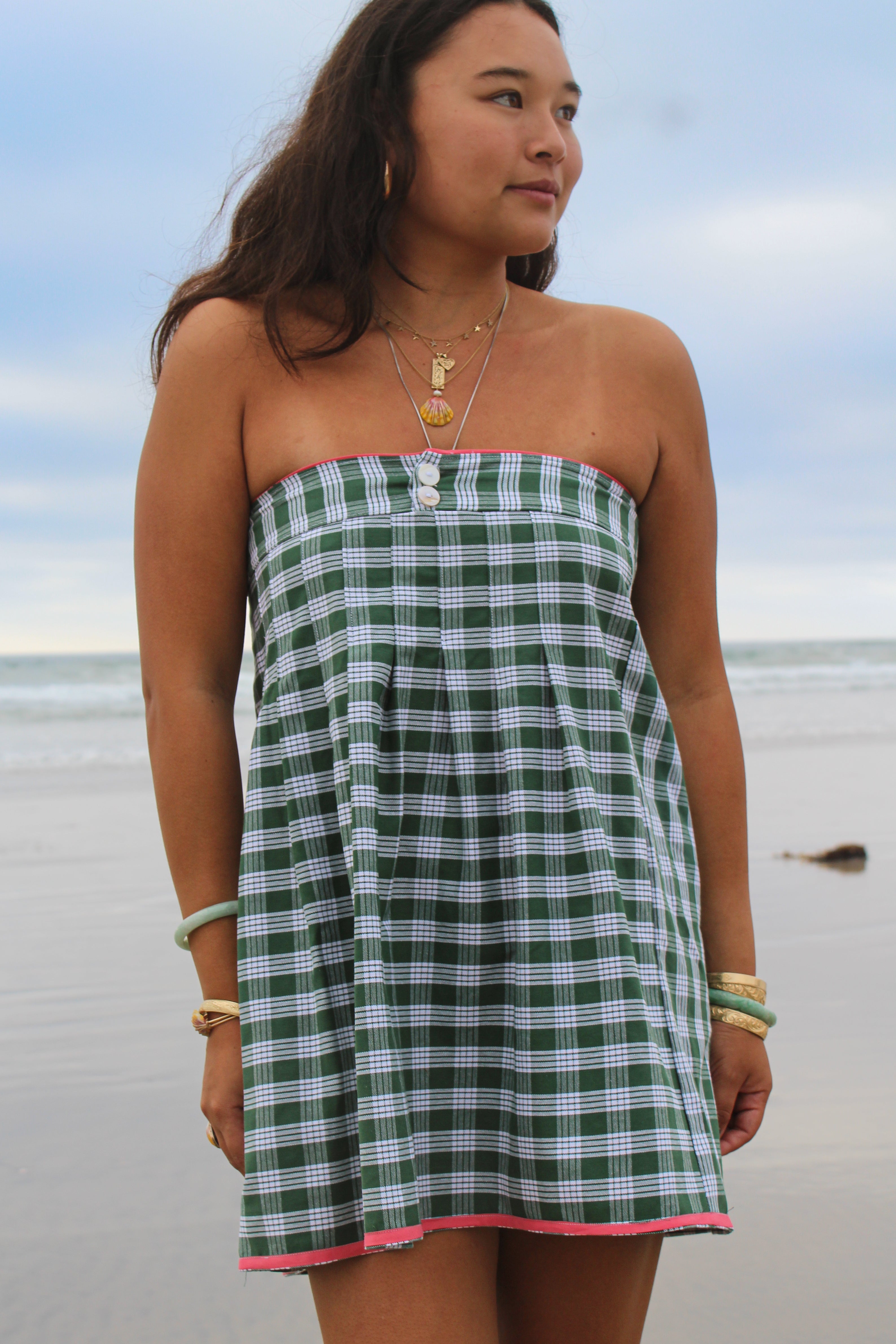 Hoku Strapless Dress in Green