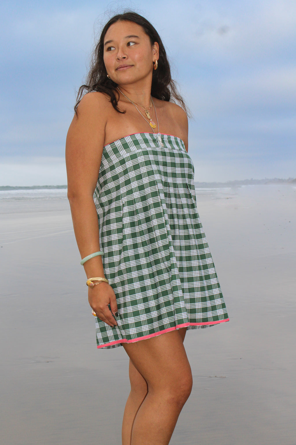 Hoku Strapless Dress in Green