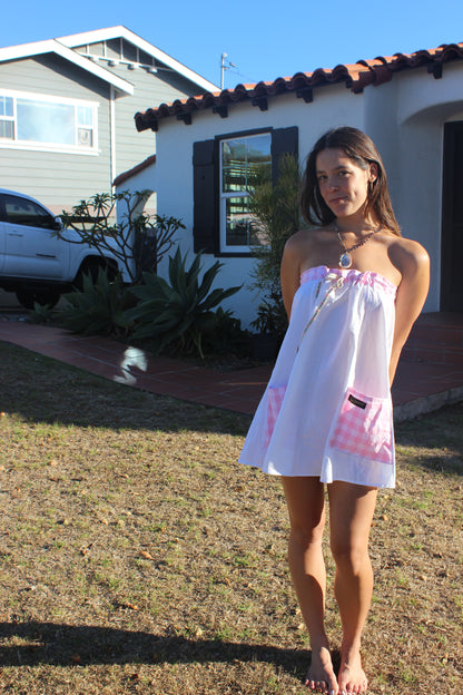 Strapless Palaka Dress in Pink