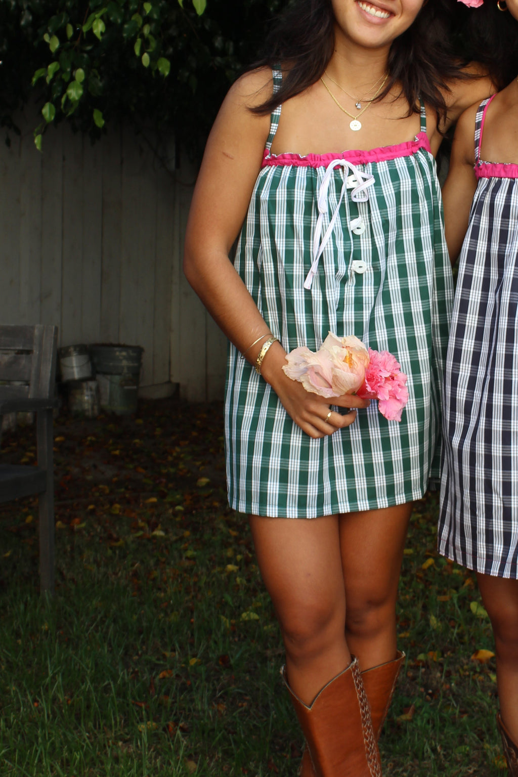 Green Palaka Mini Dress