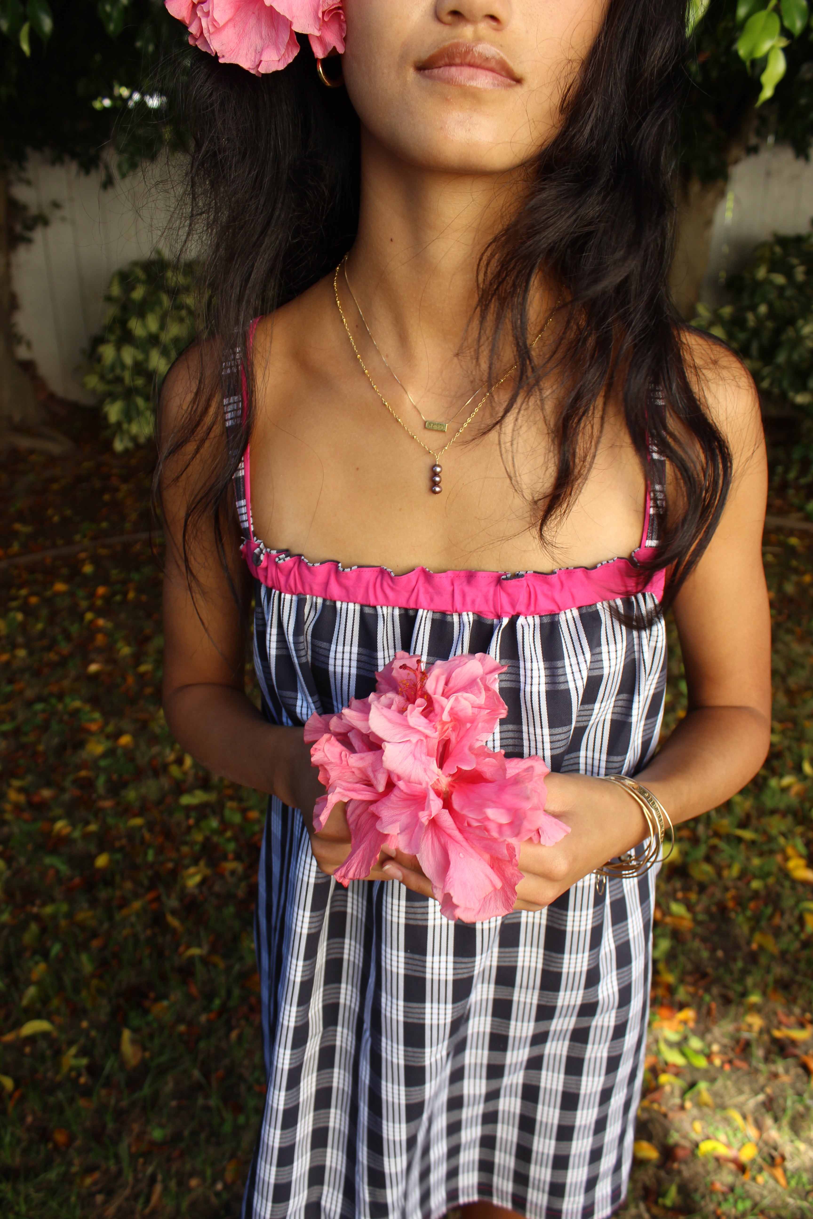 Navy Palaka Mini Dress