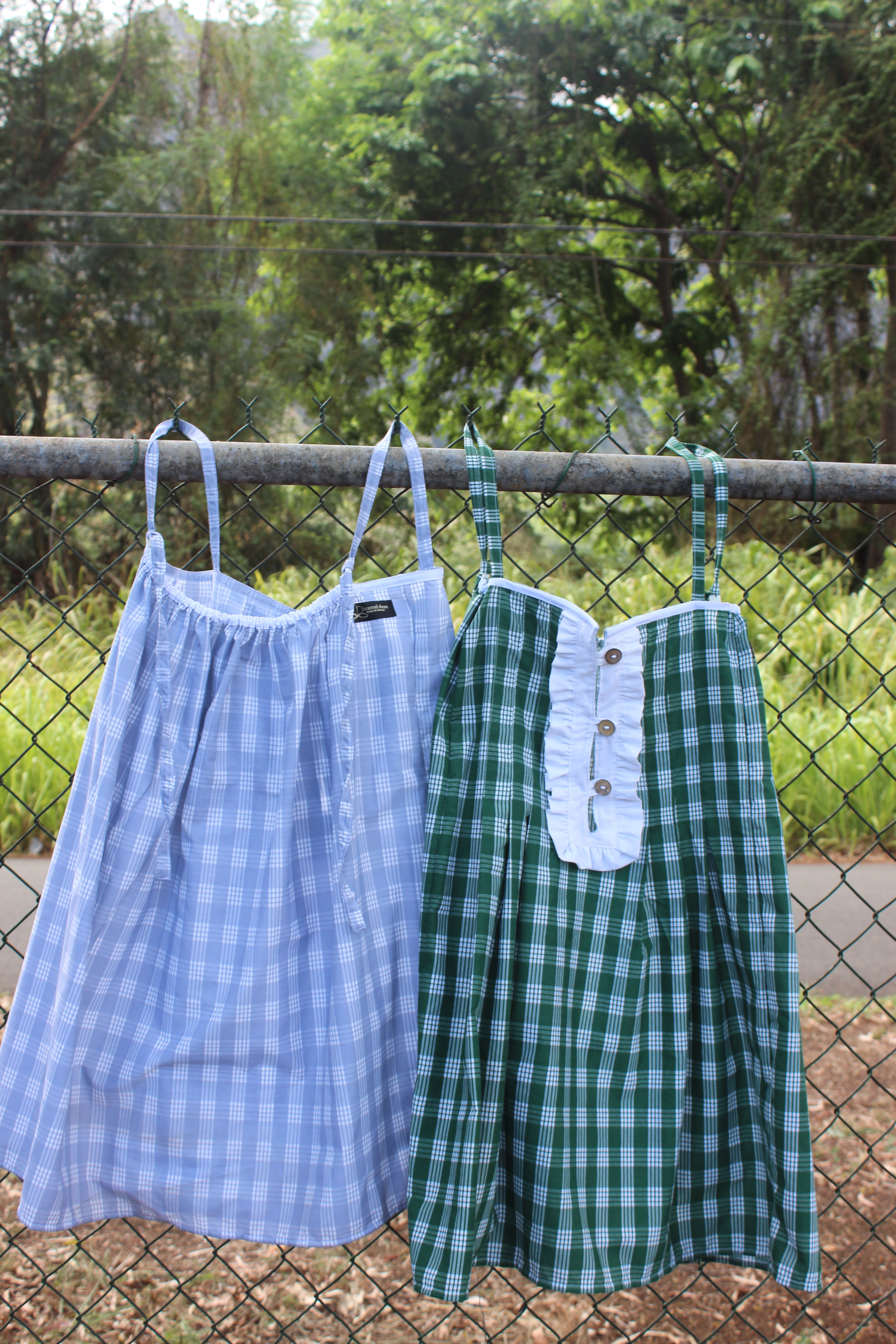 Blue Palaka Ruffle Dress