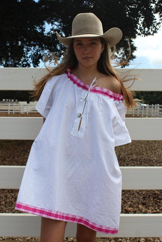Pink Palaka + Buttons Dress