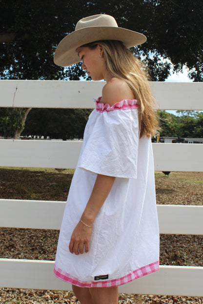Pink Palaka + Buttons Dress