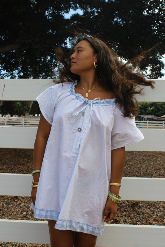 Blue Palaka + Buttons Dress