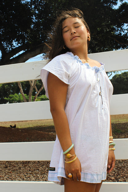 Blue Palaka + Buttons Dress