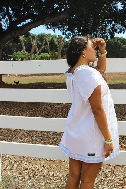 Blue Palaka + Buttons Dress