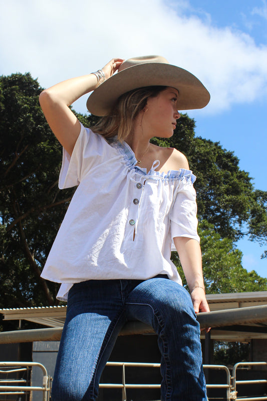 Blue Palaka Blouse