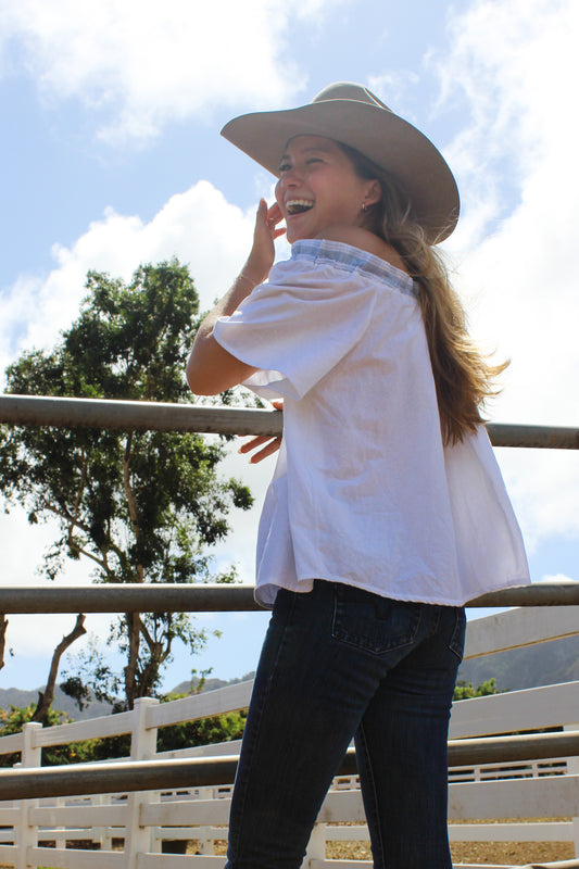 Blue Palaka Blouse