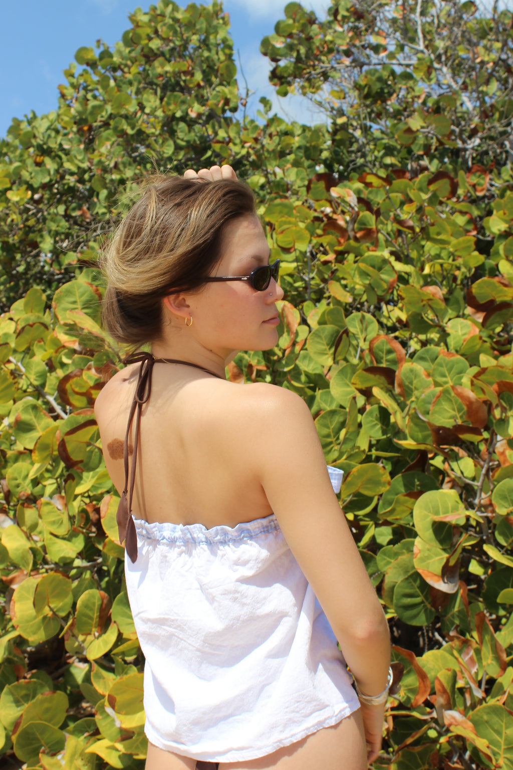 Blue Palaka Tube Top