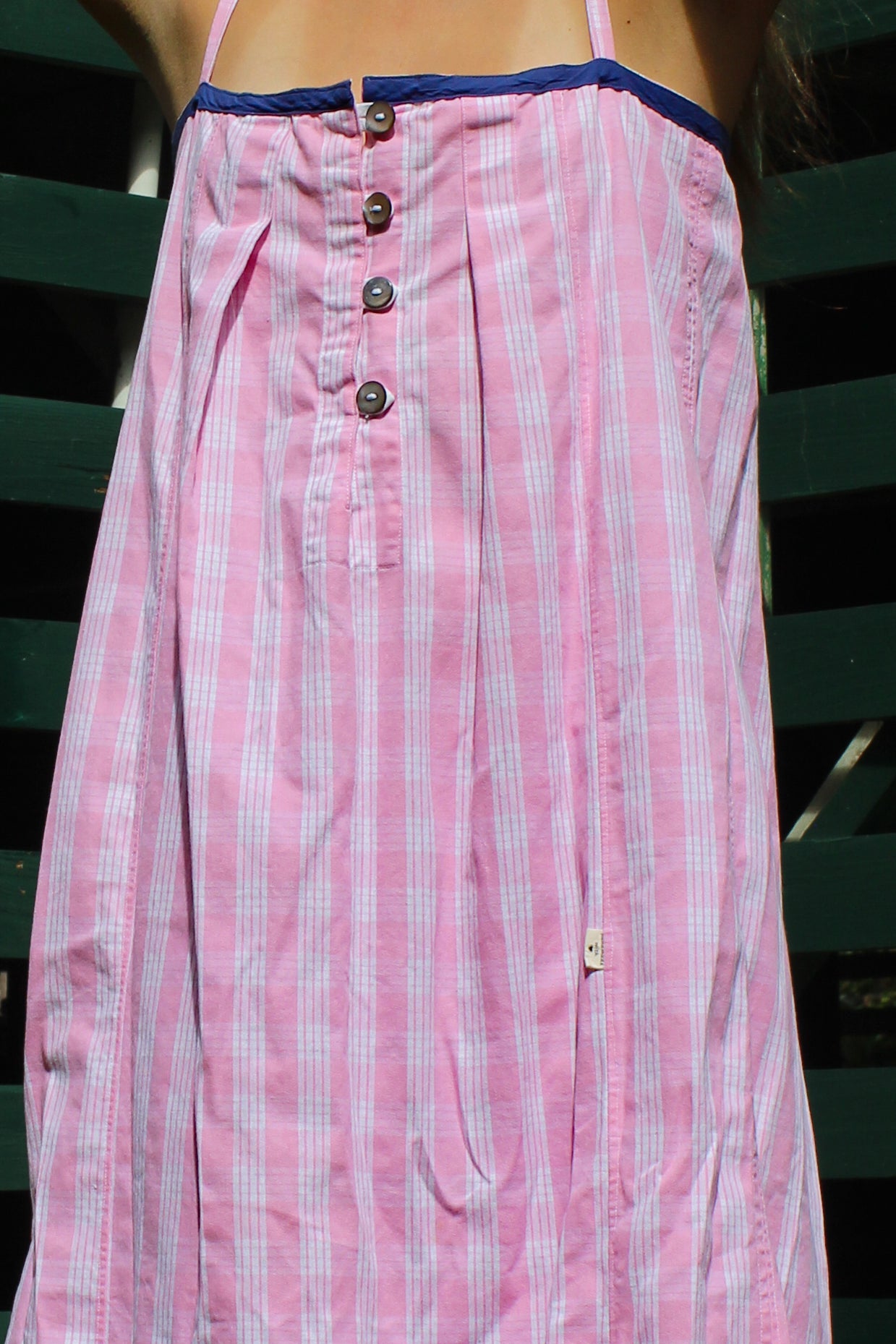 Pink Palaka Maxi Dress with Slit