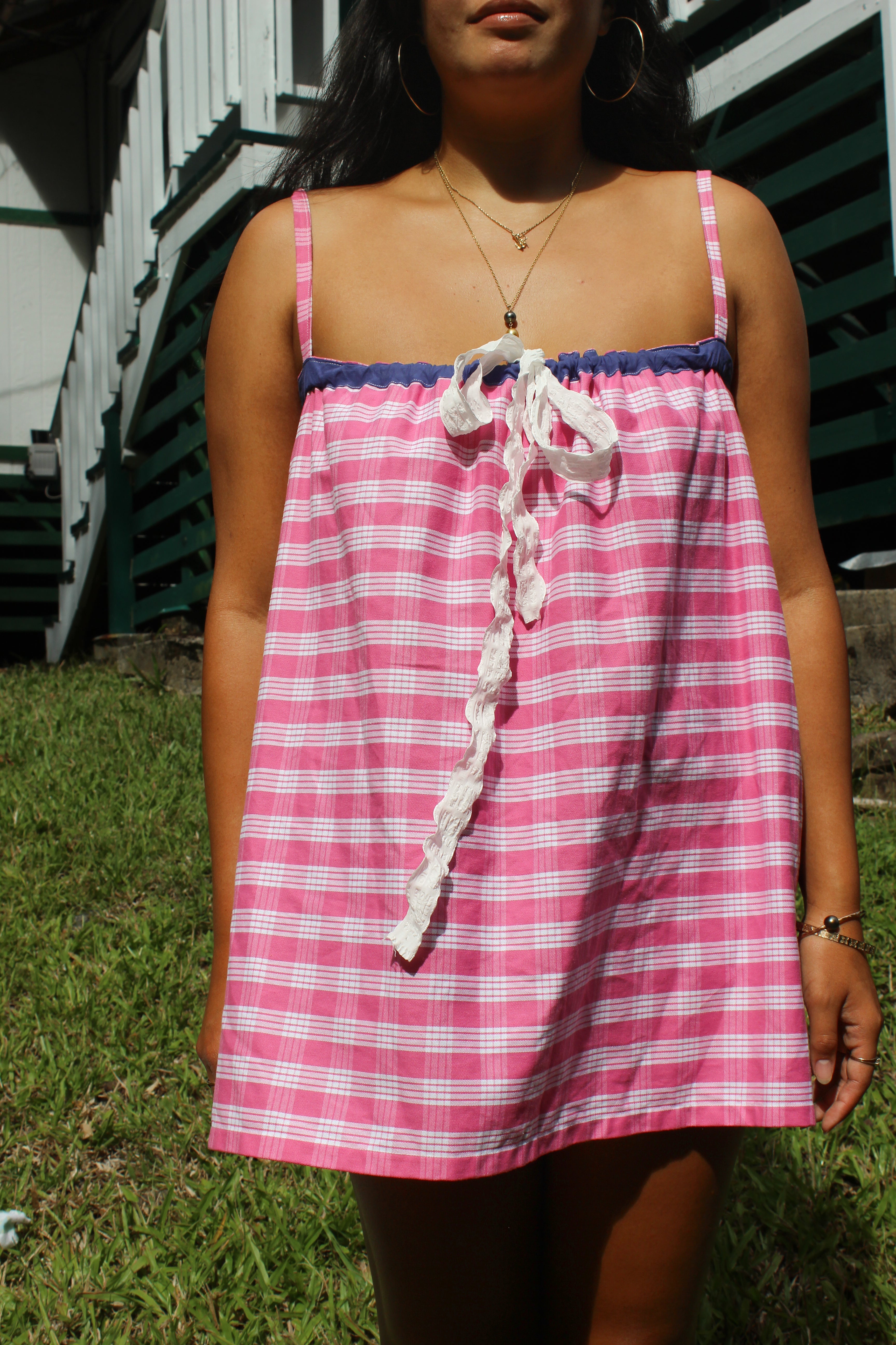 Pink Palaka Mini Dress