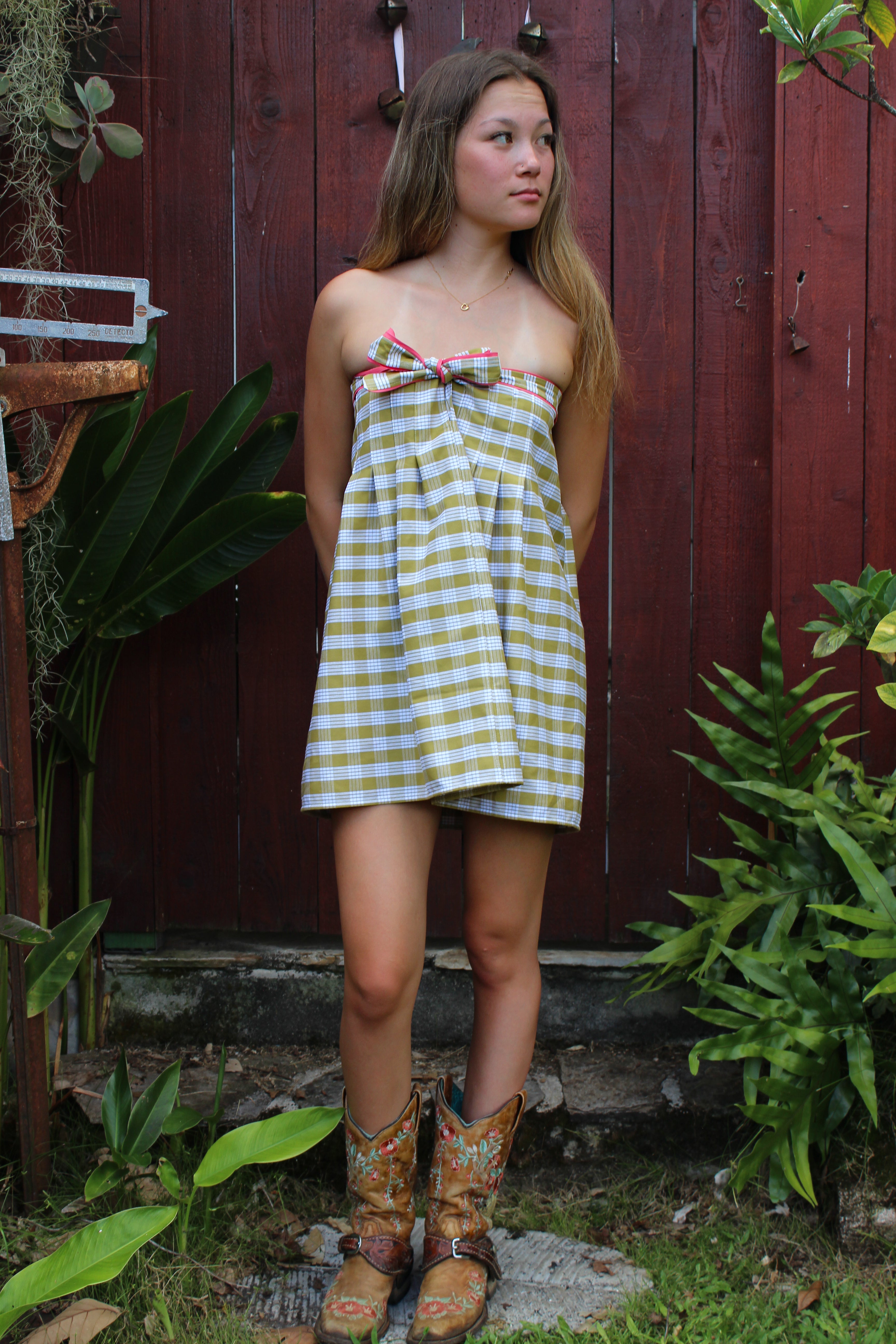 Light Olive Palaka Mini Dress