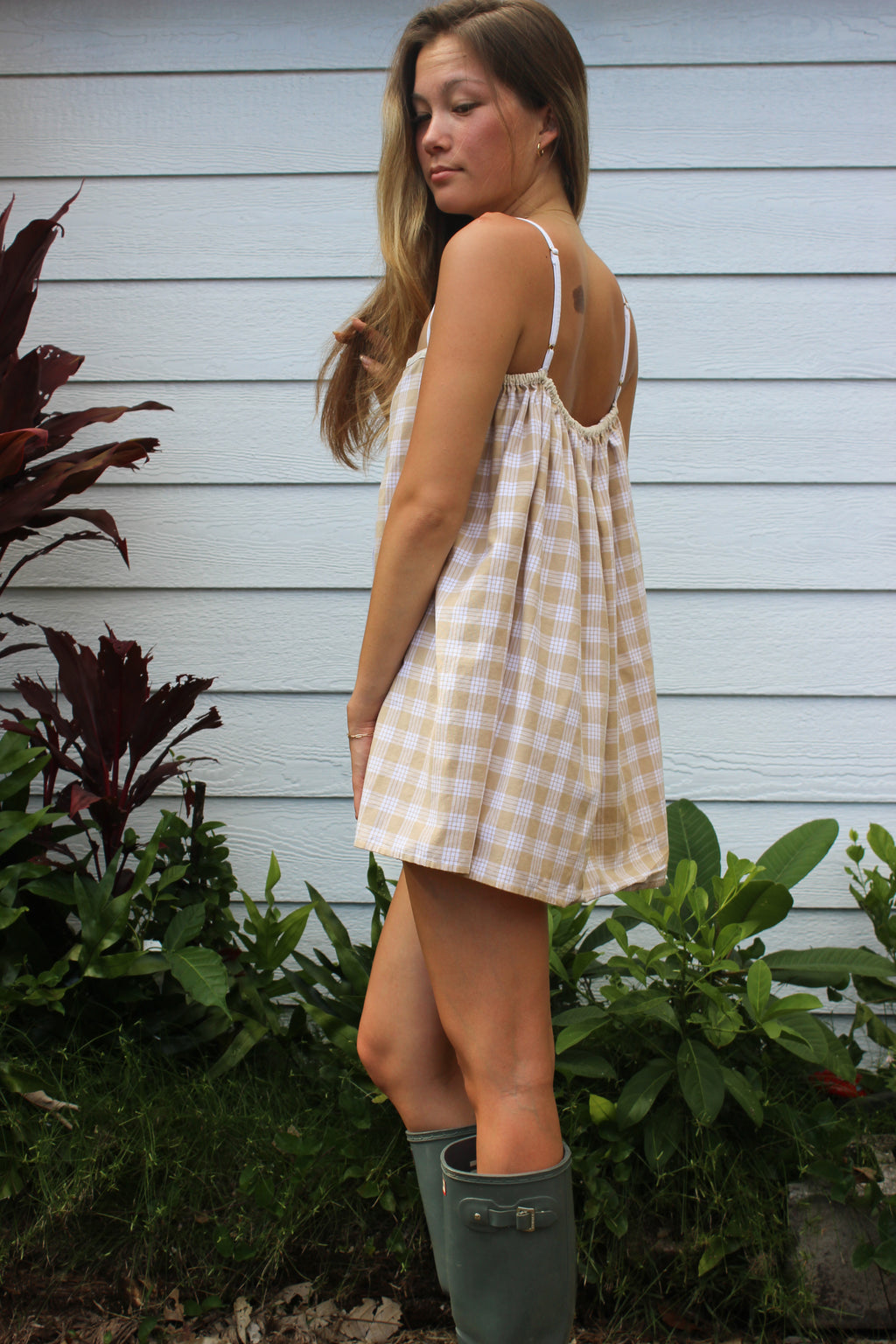 LUXE Tan Palaka Mini Dress