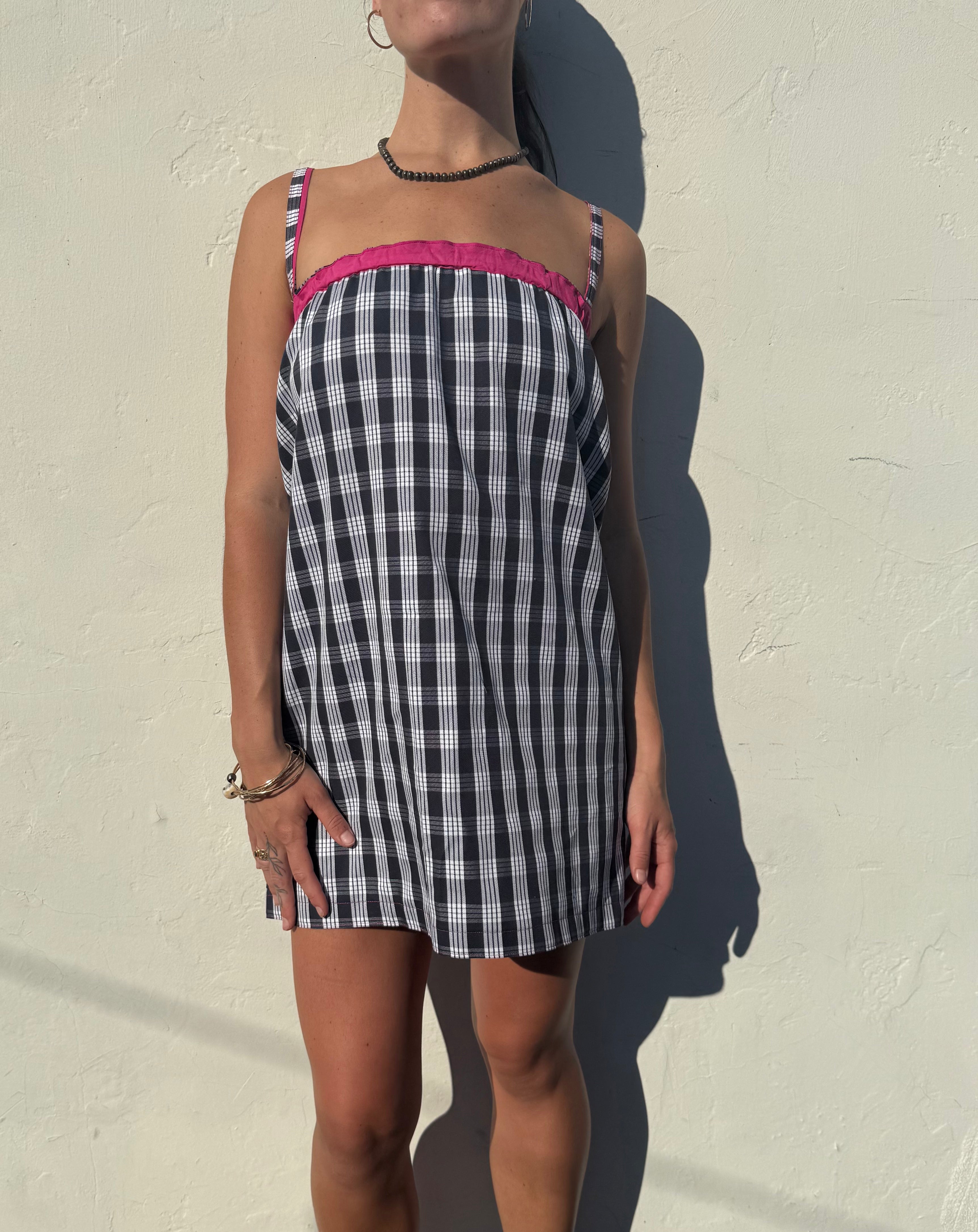 Navy Palaka Mini Dress